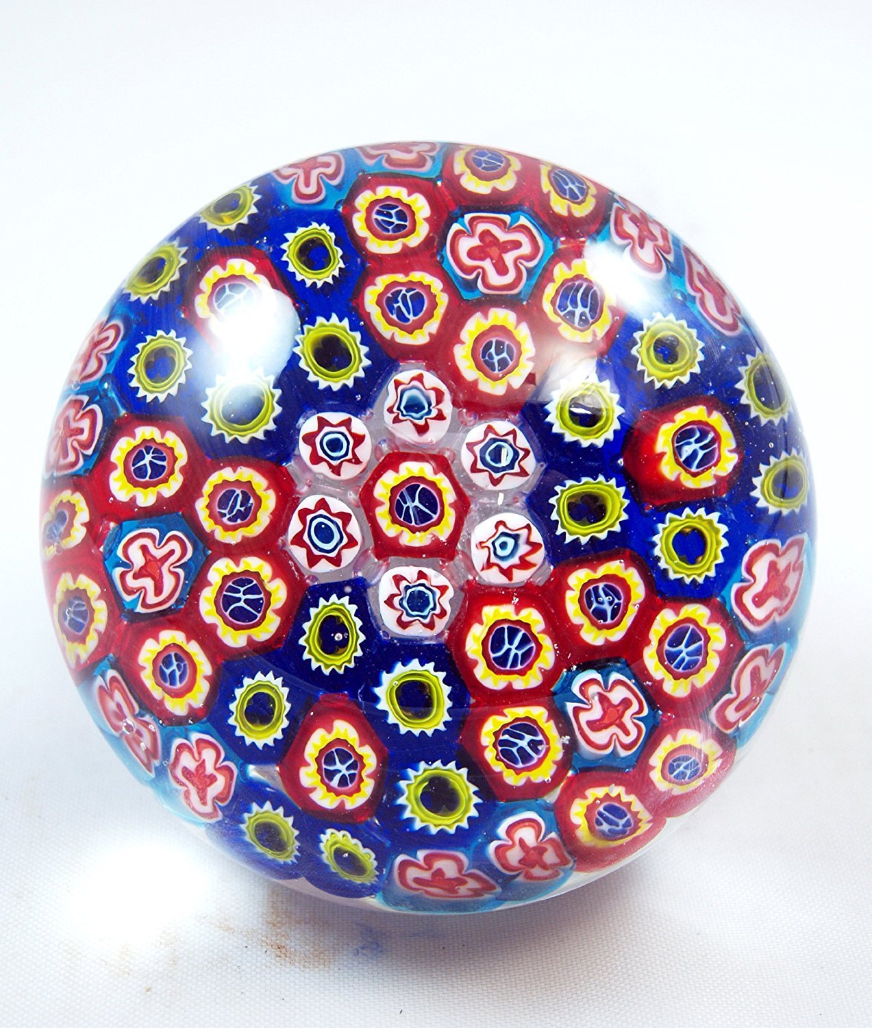 M Design Art Blown Glass Rainbow Millefiori Paperweight PP-0199