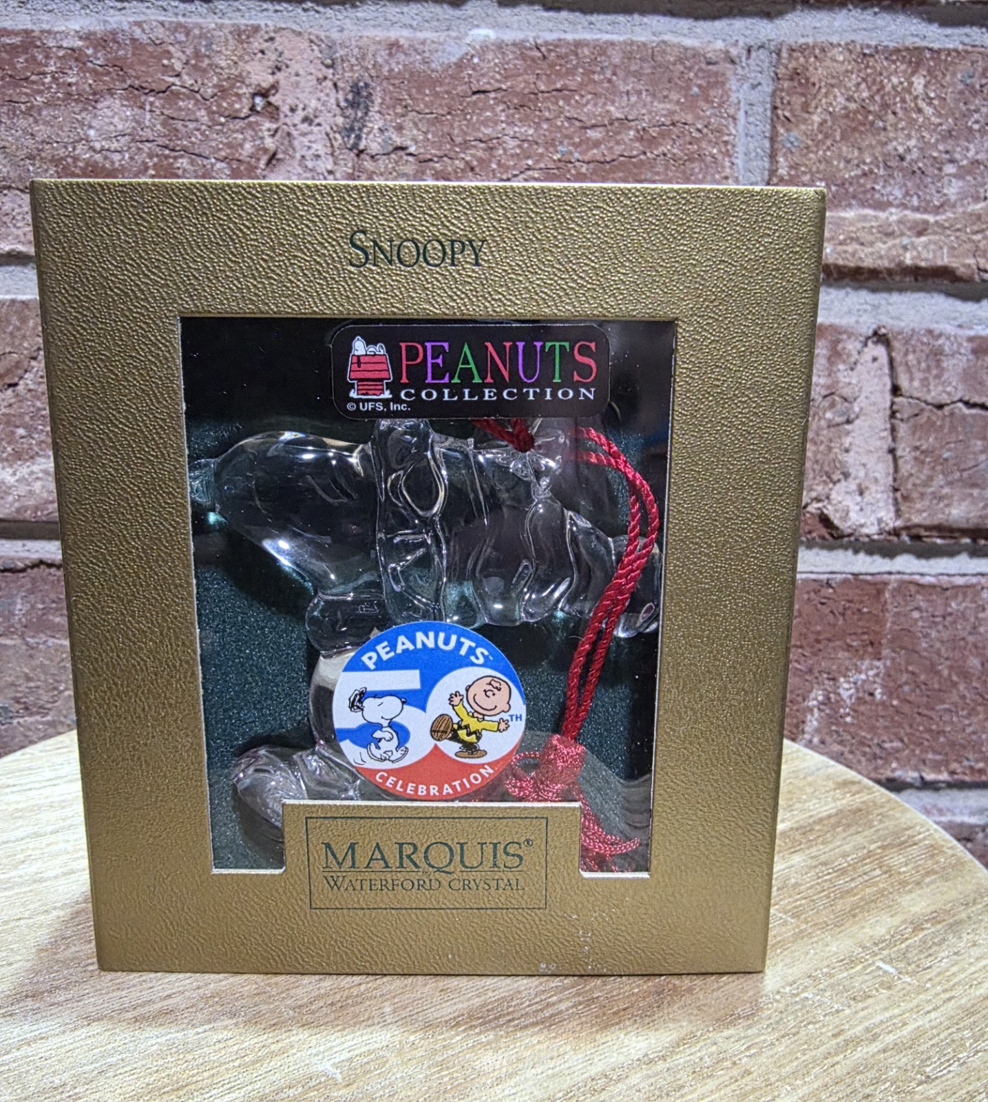 Marquis Waterford Crystal Snoopy Winter Hat Ornament Peanuts 50th Boxed