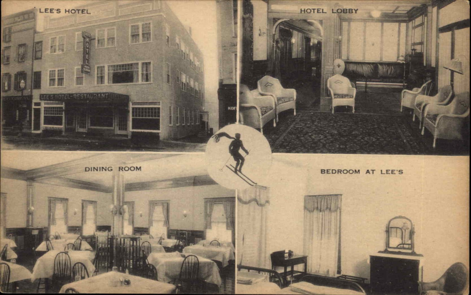 Littleton NH New Hampshire Lee\'s Hotel Multiview c1930-50s Vintage Postcard