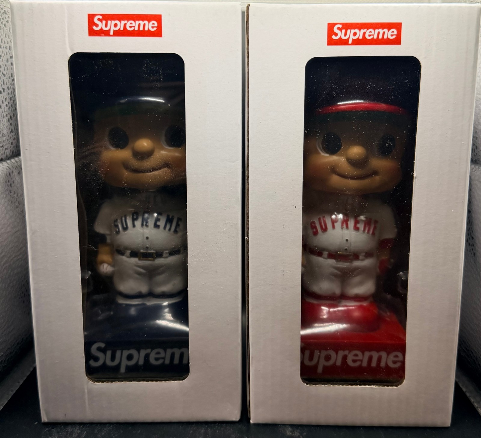 Supreme SS23 Bobblehead Lot Red + Navy Blue NIB Baseball Pair Box Logo