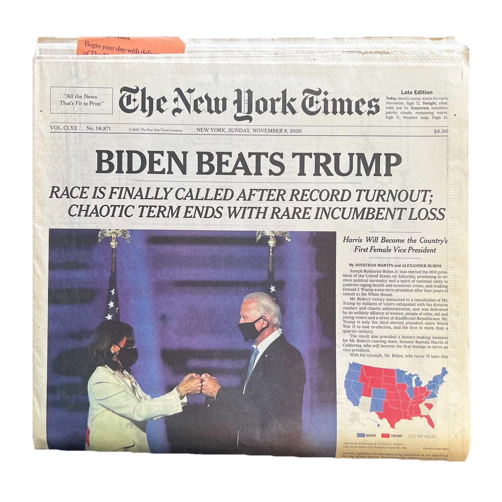 November 8 2010 New York Times - Biden Beats Trump