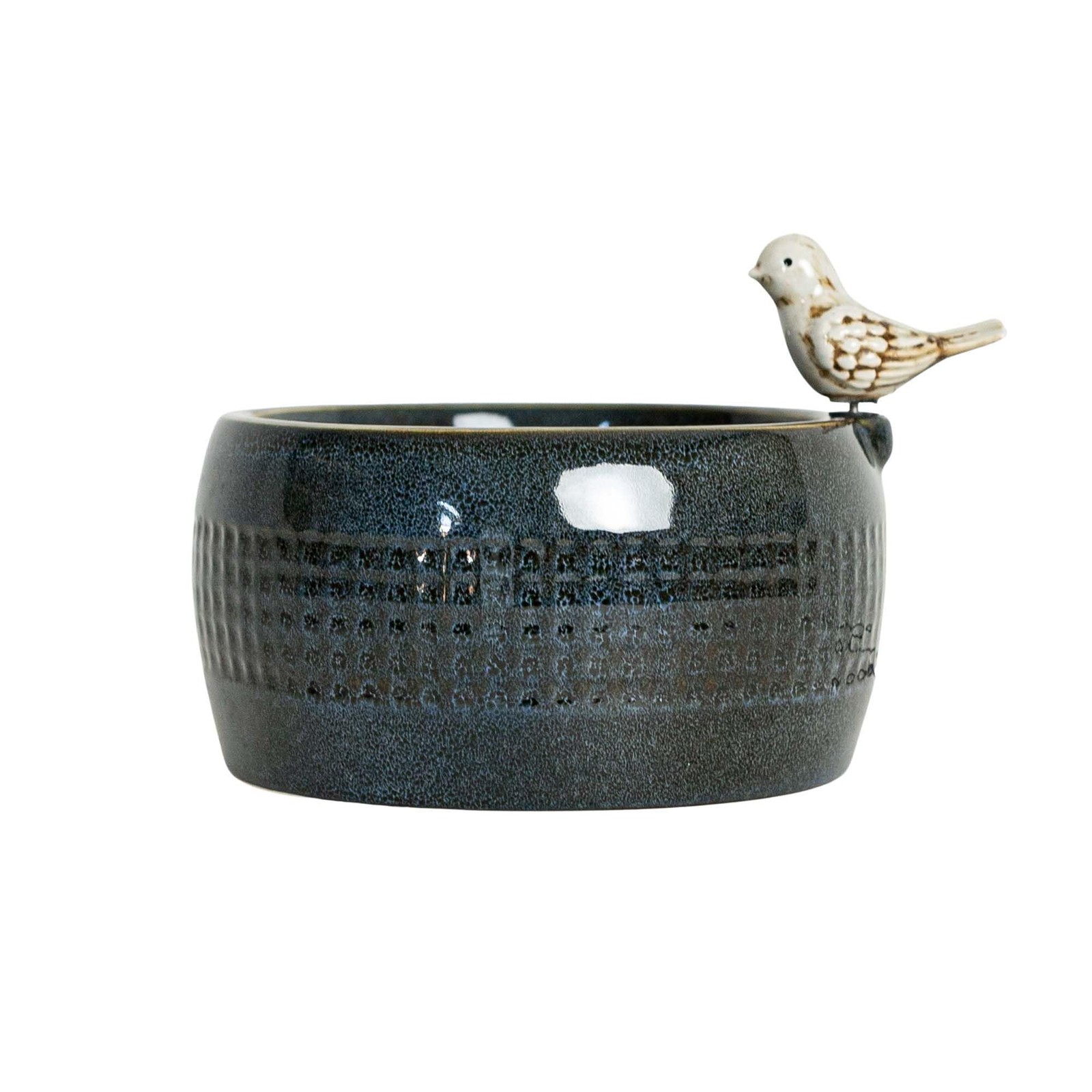 Foreside Home & Garden Perched Bird with Light Fountain Blue Porcelain