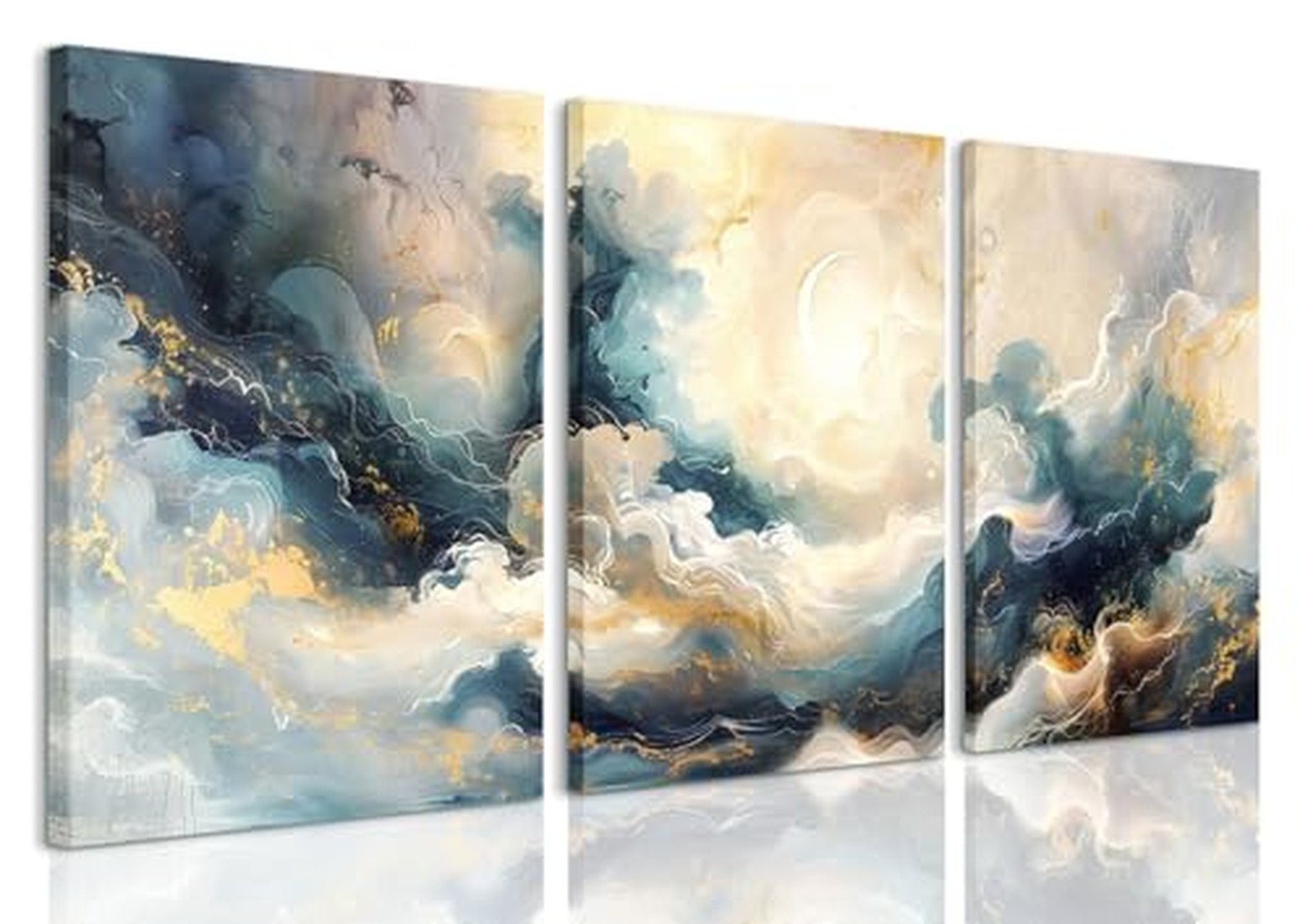 LYPHNX Framed Blue Abstract Fantasy Canvas Wall Art Minimalism Ink Painting P... LYPHNX Framed Blue Abstract Fantasy Canvas Wall Art Minimalism Ink Painting P...