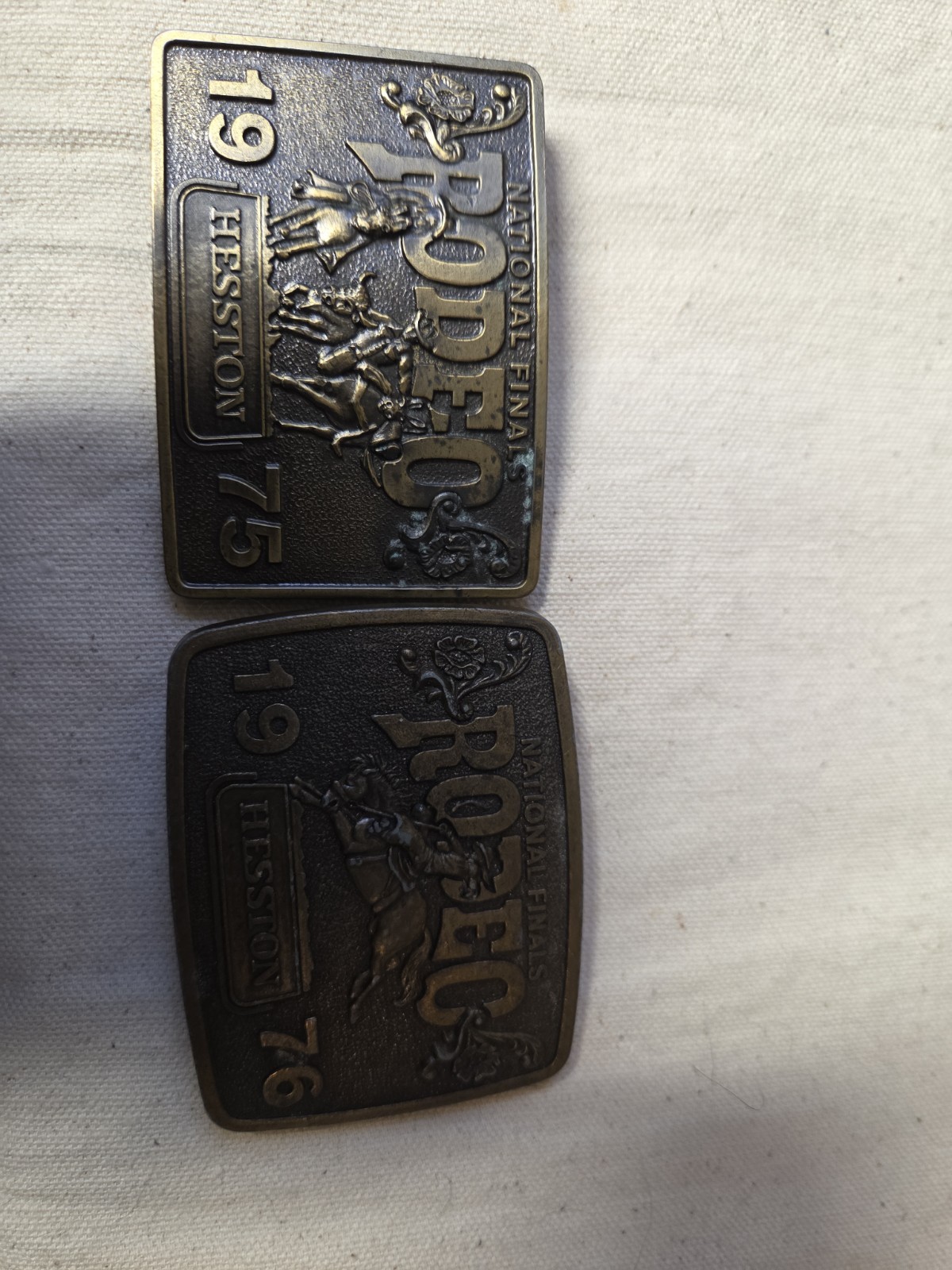 Vintage  1975- 1976 Hesston NFR Belt Buckle Lot Inaugural  1st & 2nd Edition