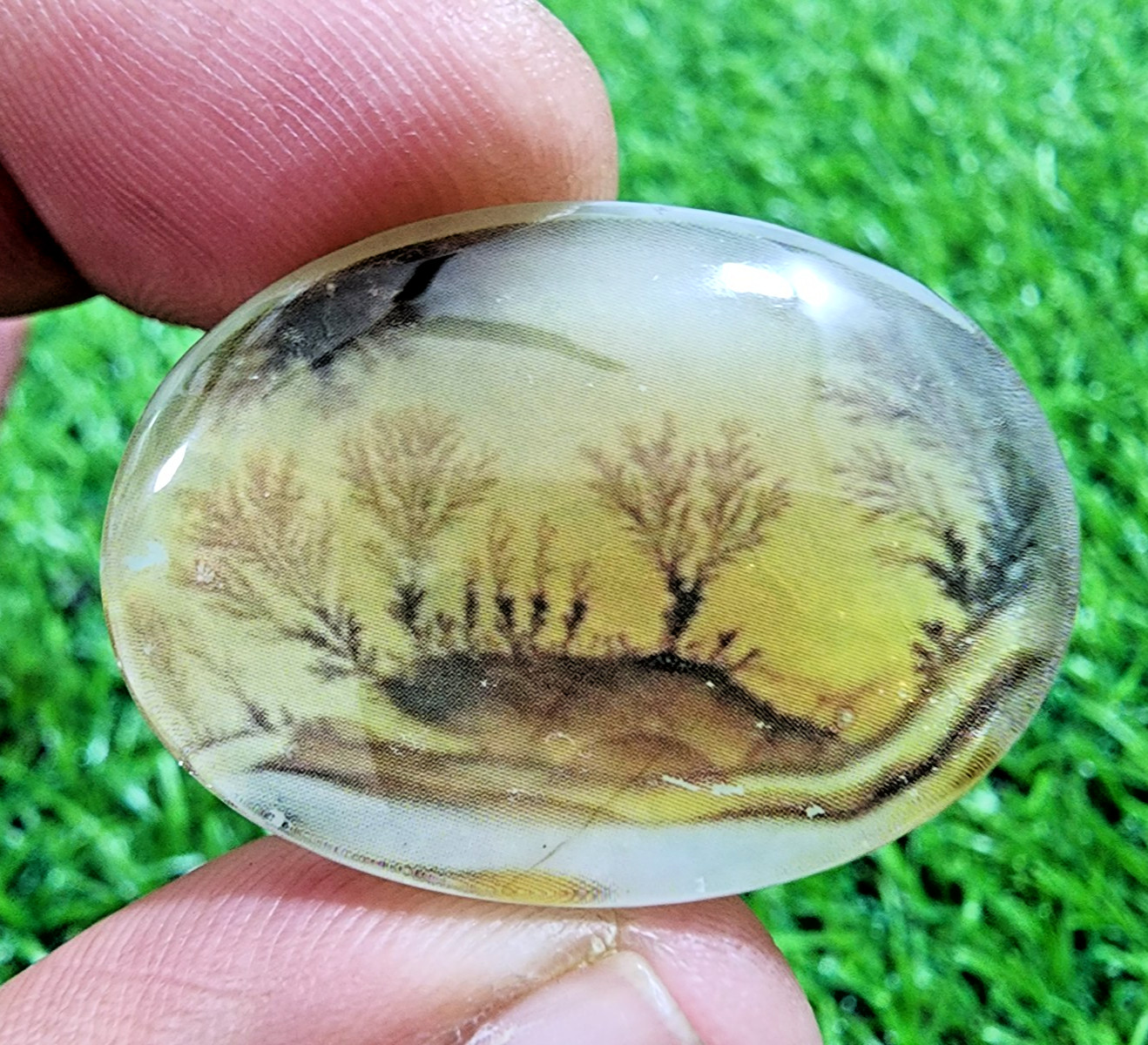 Gorgeous Dendritic Agate 57Crt Oval Cabochon Scenic Landscape Pendant Gemstone