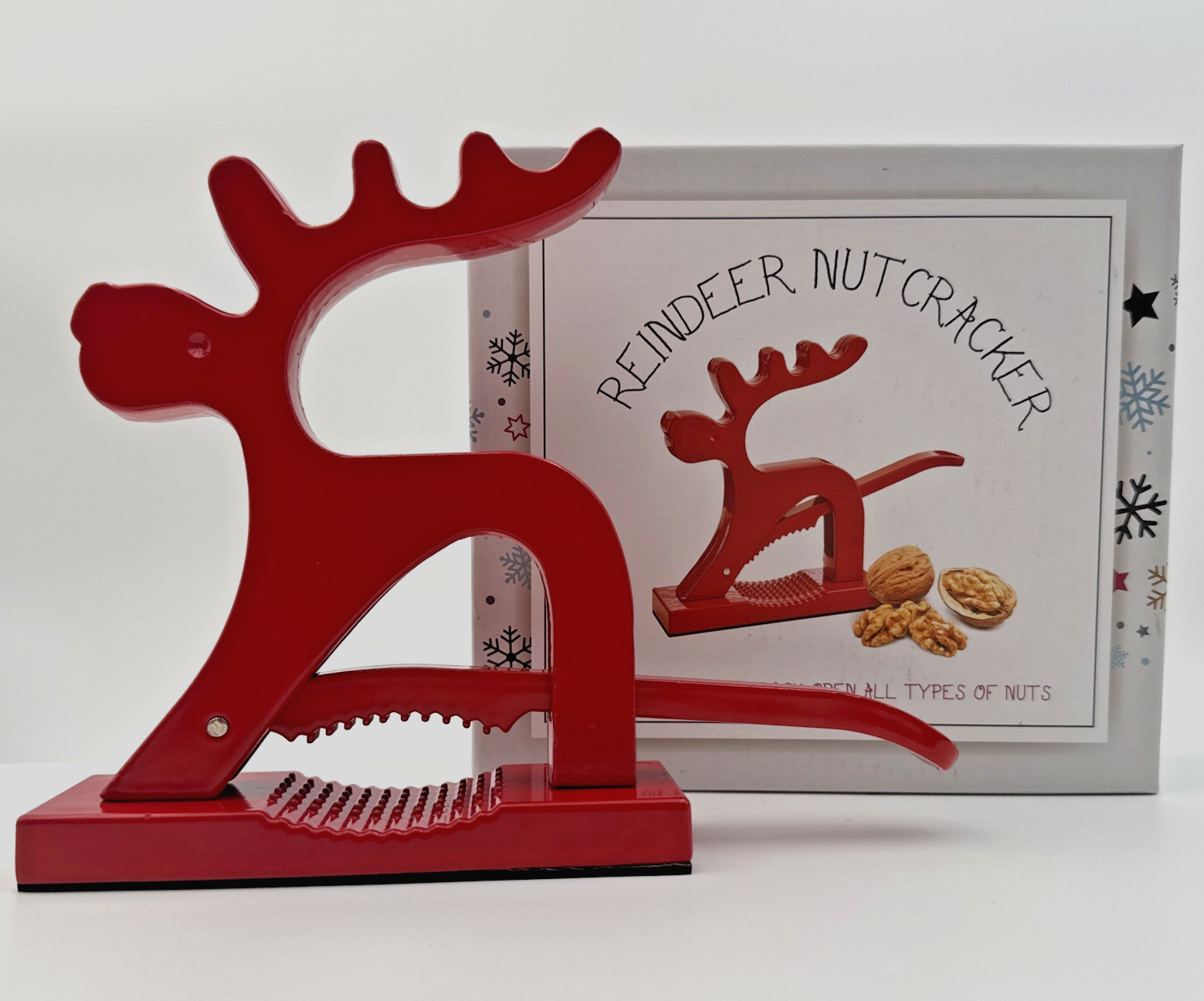 HIC Kitchen Reindeer Nutcracker — Heavyweight Cast Aluminum (Lever-Action) Boxed