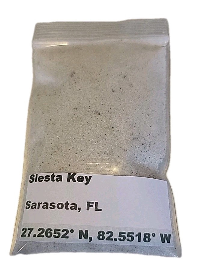 SIESTA Key beach Sarasota Florida sand,dirt,earth, ocean, White sample Apx. 30ml SIESTA Key beach Sarasota Florida sand,dirt,earth, ocean, White sample Apx. 30ml