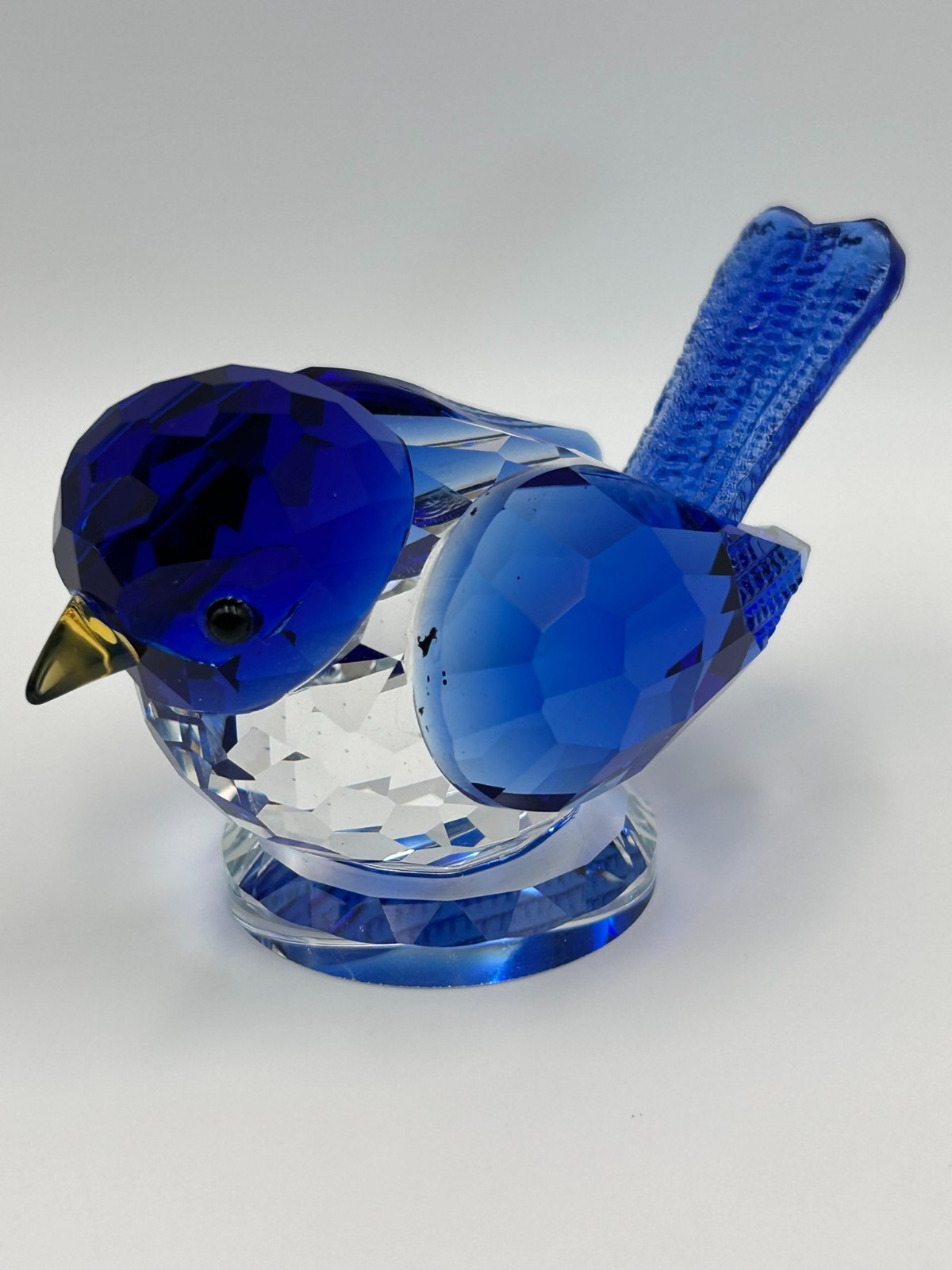 Handmade Crystal Glass Blue Bird Figurine Ornament Collectible + Gift Bag & Card