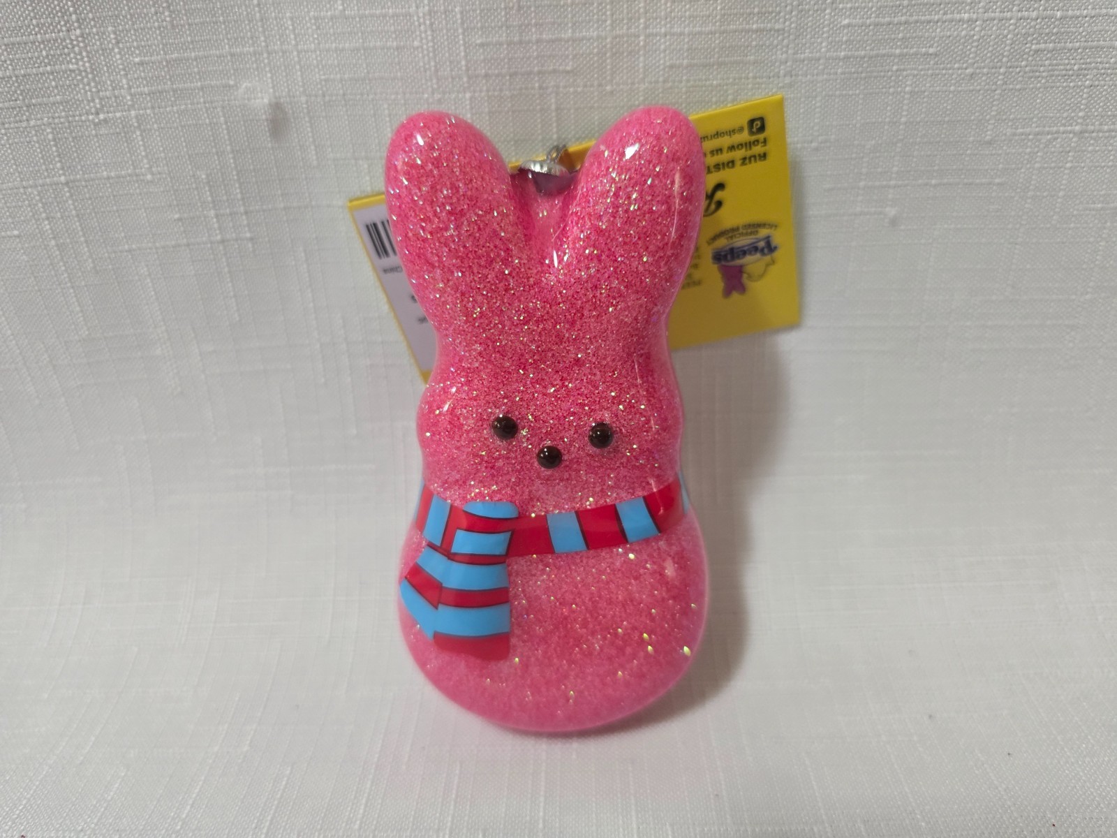 Peeps Bunny Wearing Winter Scarf Glittery Ornament - New