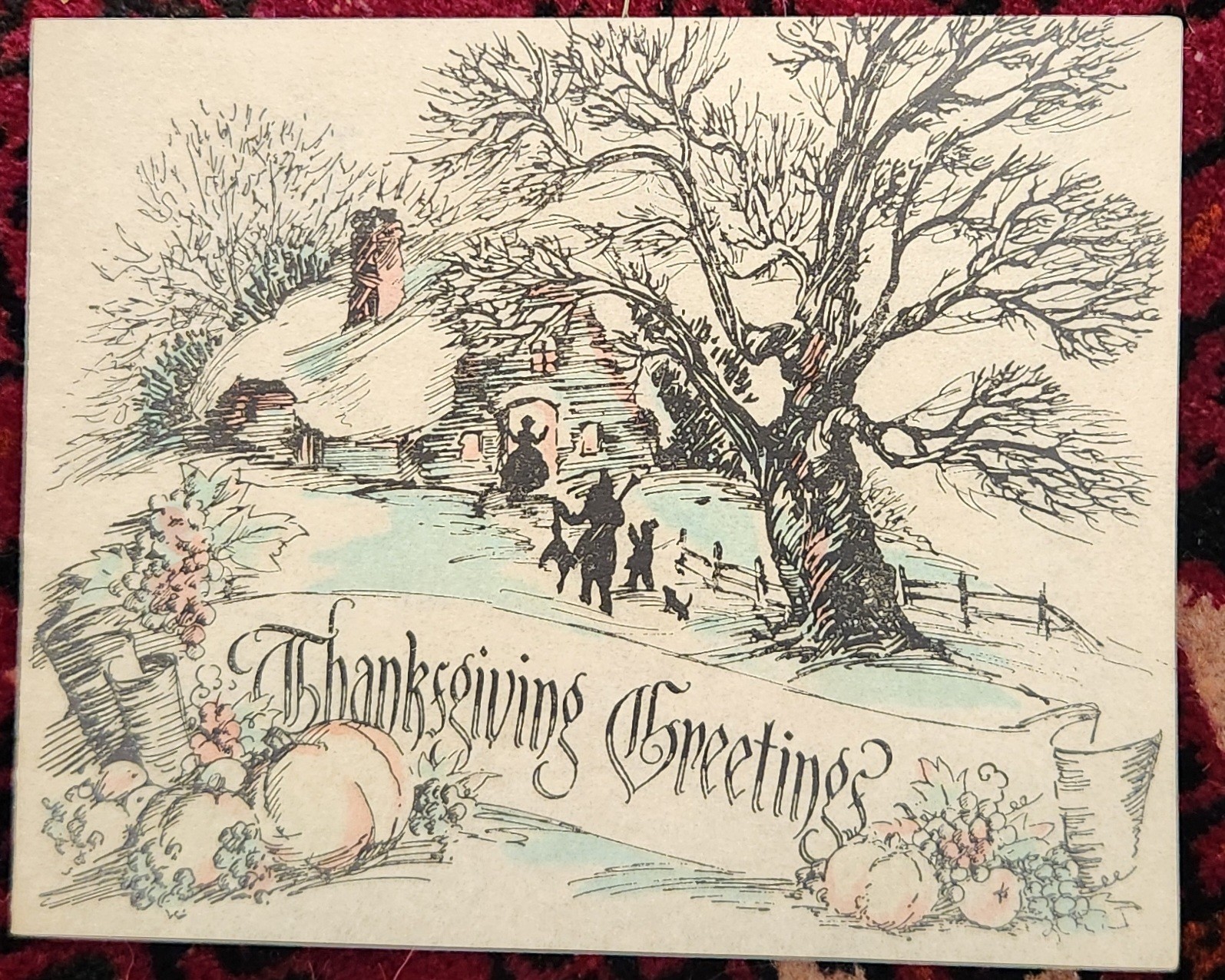 VTG Thanksgiving Greeting Card on Parchment ~ Unused ~ Gorgeous