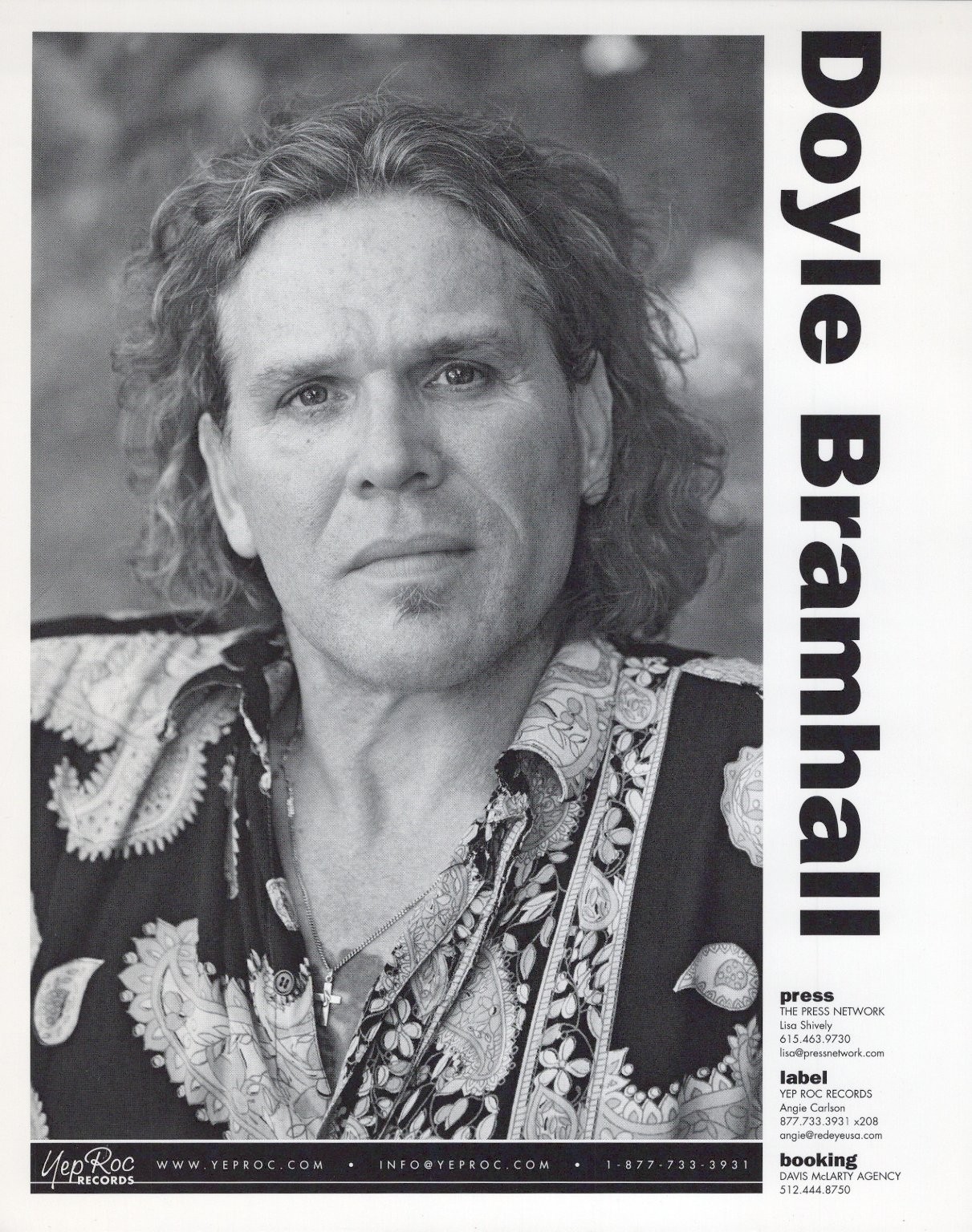 Doyle Bramhall Silver Gelatin Print Press Photo Yep Roc Records Blues Musician
