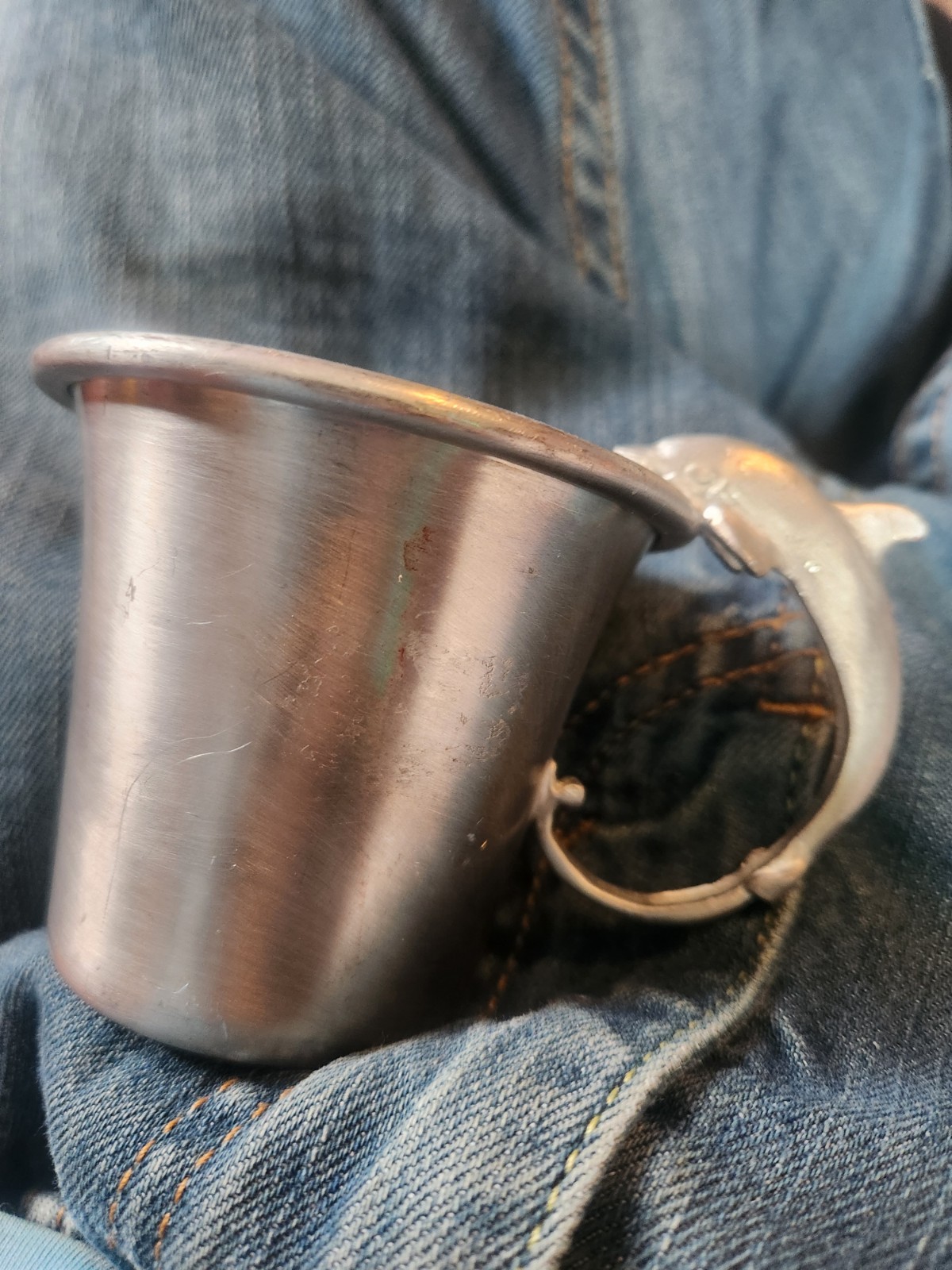 Vintage Pewter Crafters of Cape Cod Dolphin Handle Cup – Signed Ron Kusins –...