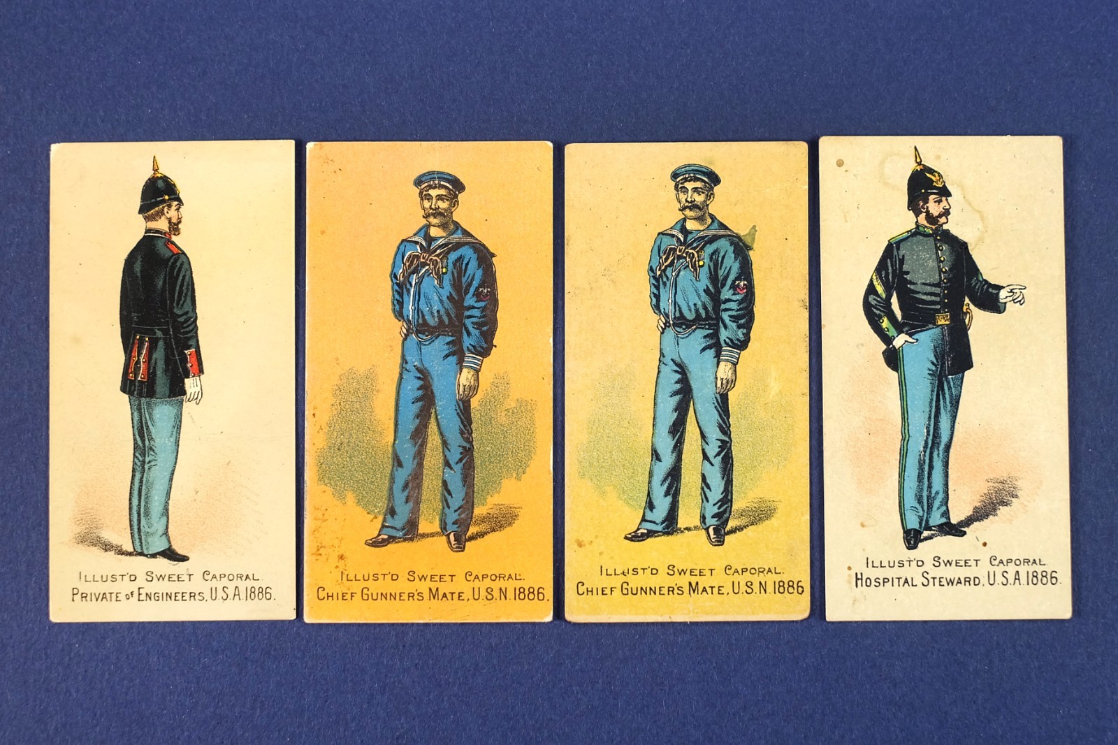 4 Sweet Caporal Cigarettes Antique Trading Cards – Military Sailor Soldier 1886