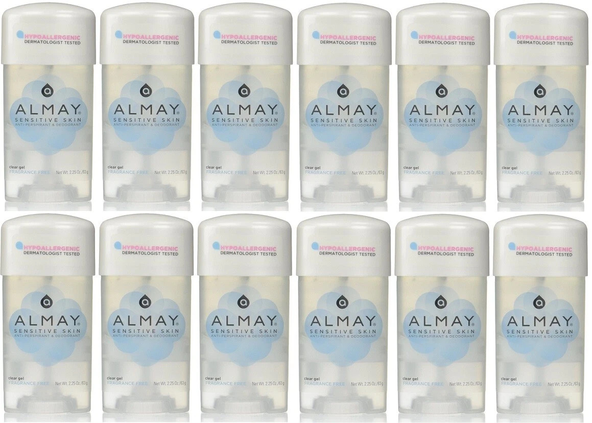 12 Pack Almay Anti Perspirant Deodorant Fragrance Free Clear Gel 2.25 Oz