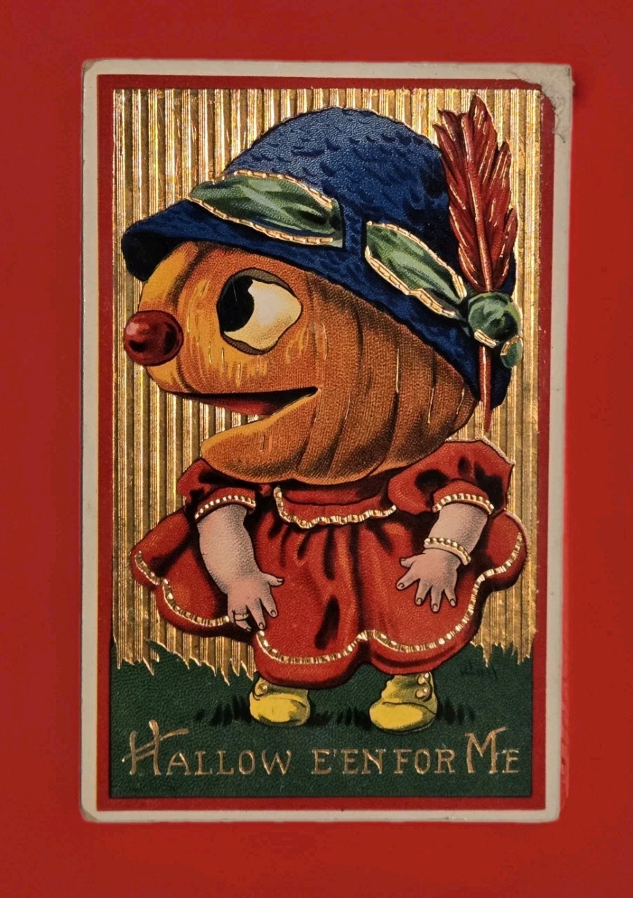 A/S Wall Halloween Postcard Jack O' Lantern Girl Festive Clothing Series N. 7107