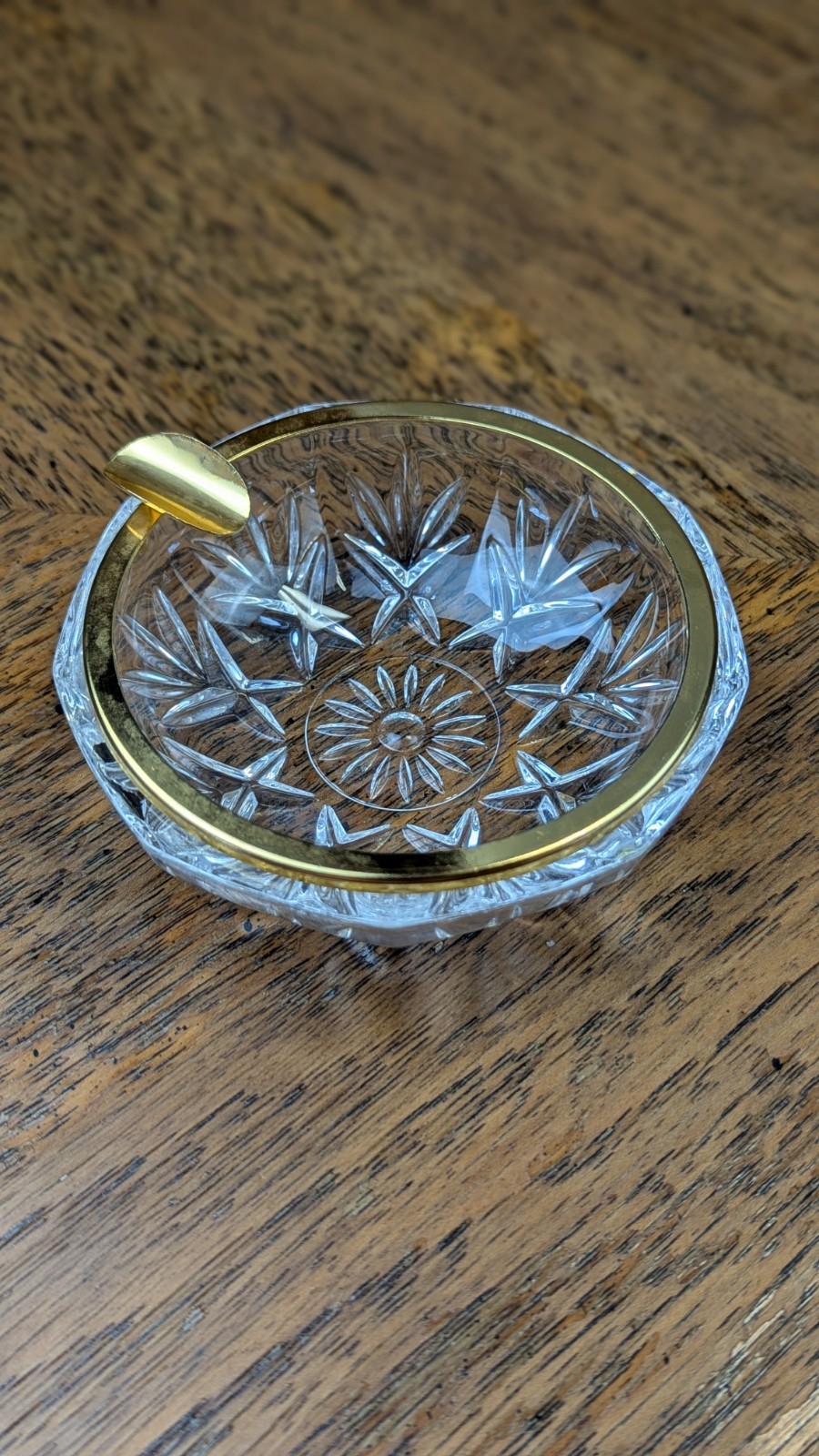 Vintage Italian RCR Royal Crystal Rock Ashtray with Gold Metal Rim Vintage Italian RCR Royal Crystal Rock Ashtray with Gold Metal Rim