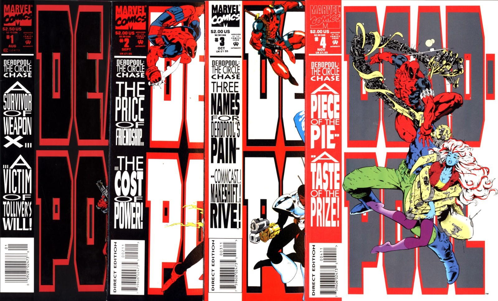 Deadpool: the Circle Chase #1-4 Set- 1993 Marvel Comics
