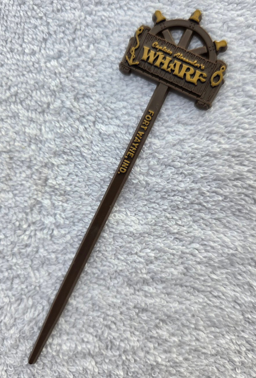 Captain Alexander's Wharf Fort Wayne Indiana Swizzle Stick 5 3/4 Captain Alexander's Wharf Fort Wayne Indiana Swizzle Stick 5 3/4