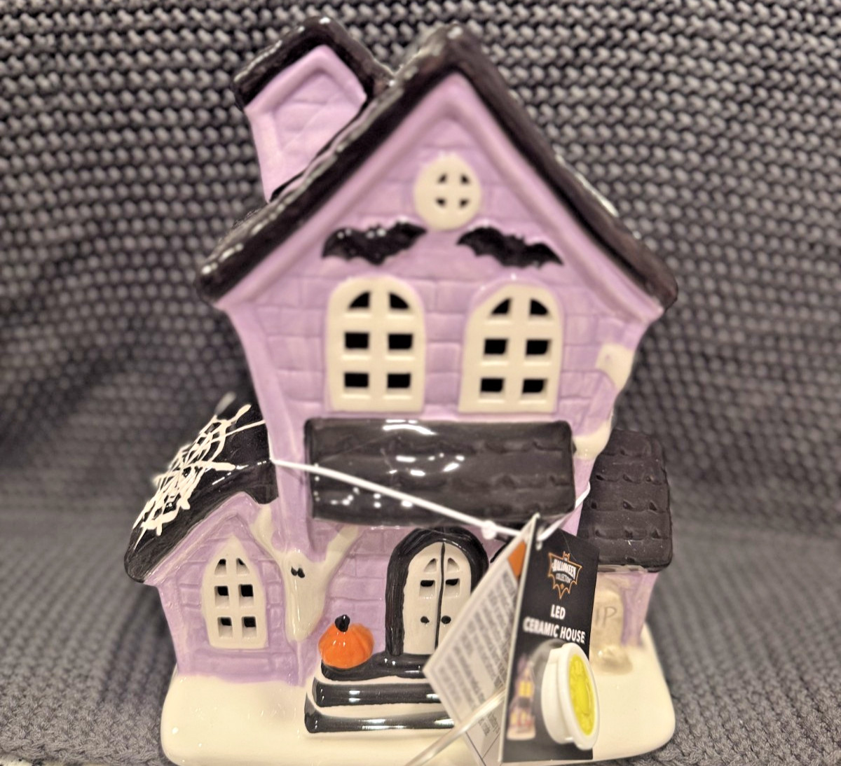 Aldi The Halloween Collection Purple LED Ceramic Haunted House, 8.5\