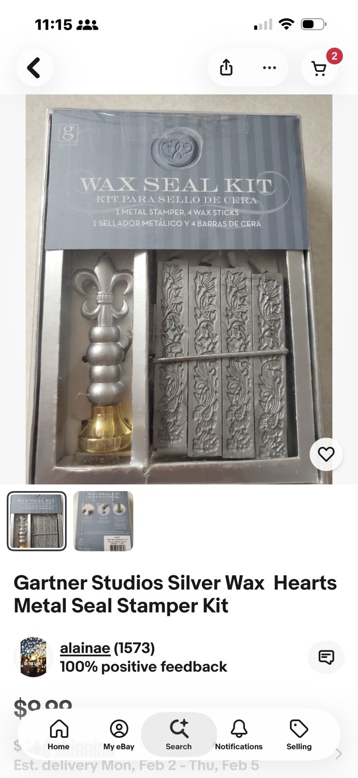 Gartner Studios Gild Wax Seal Kit incl. Metal Stamper & 4 Wax Sticks New B3 Gartner Studios Gild Wax Seal Kit incl. Metal Stamper & 4 Wax Sticks New B3