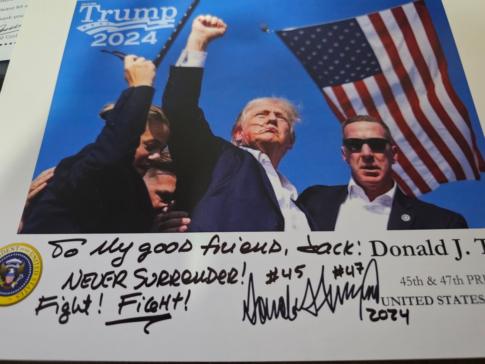 PERSONALIZED President Donald J. Trump autographed FIGHT 11x8.5 photo REPRINT