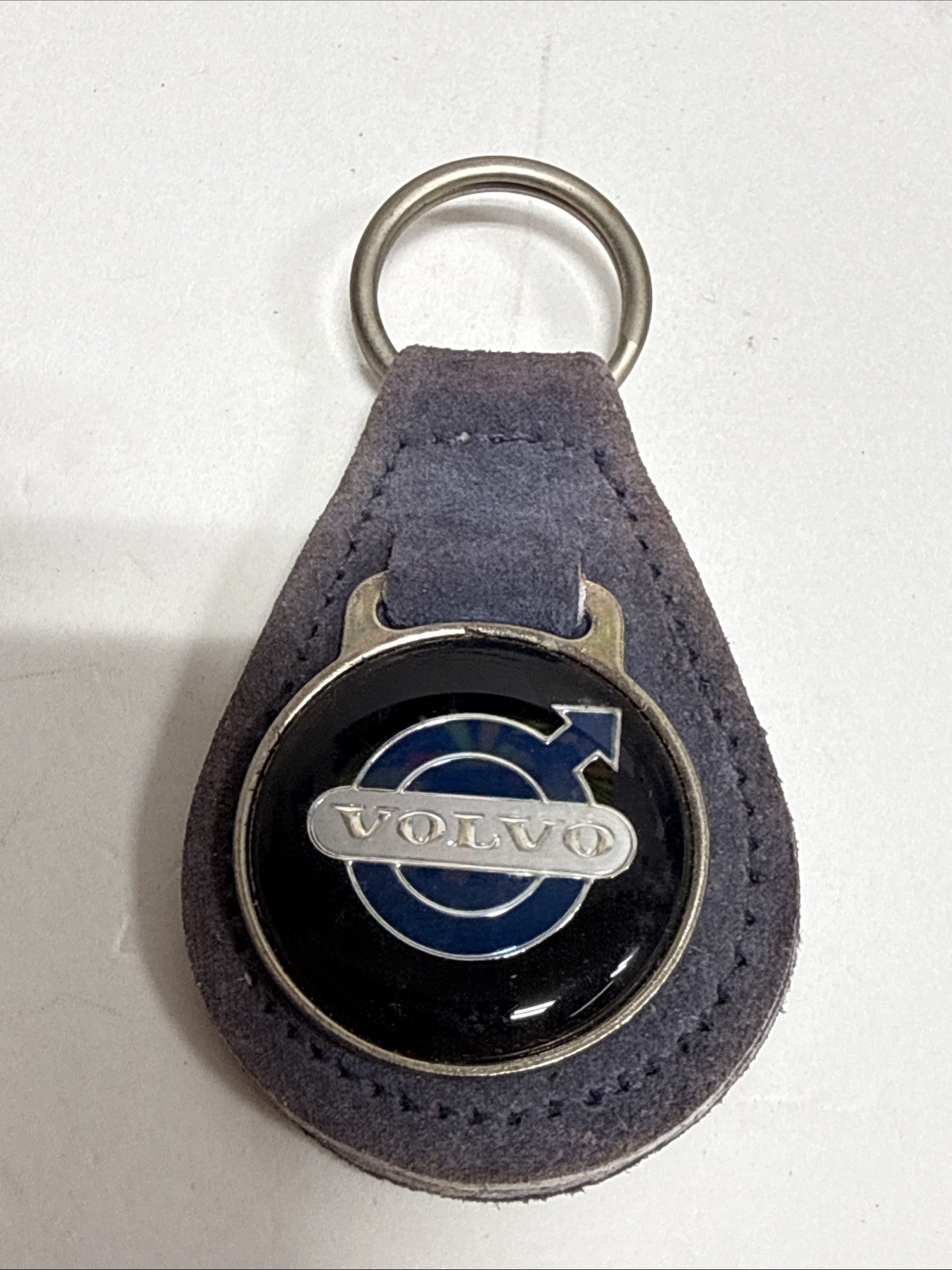 Vintage VOLVO LOGO (Black) -grey Suede Keychain - Key Ring Fob