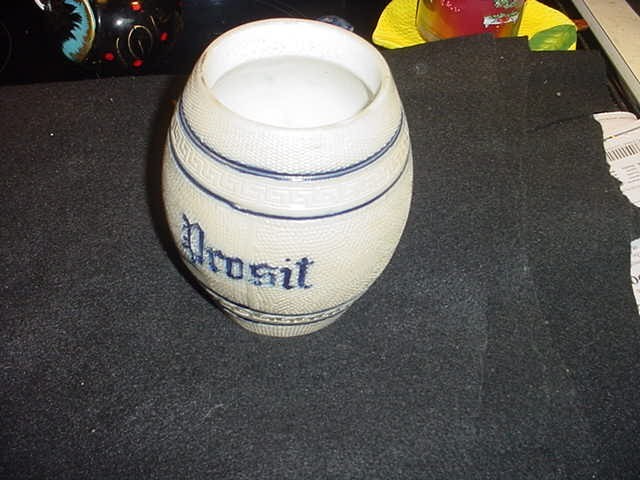 Large antique Prosit mug-Whies of Utica stoneware