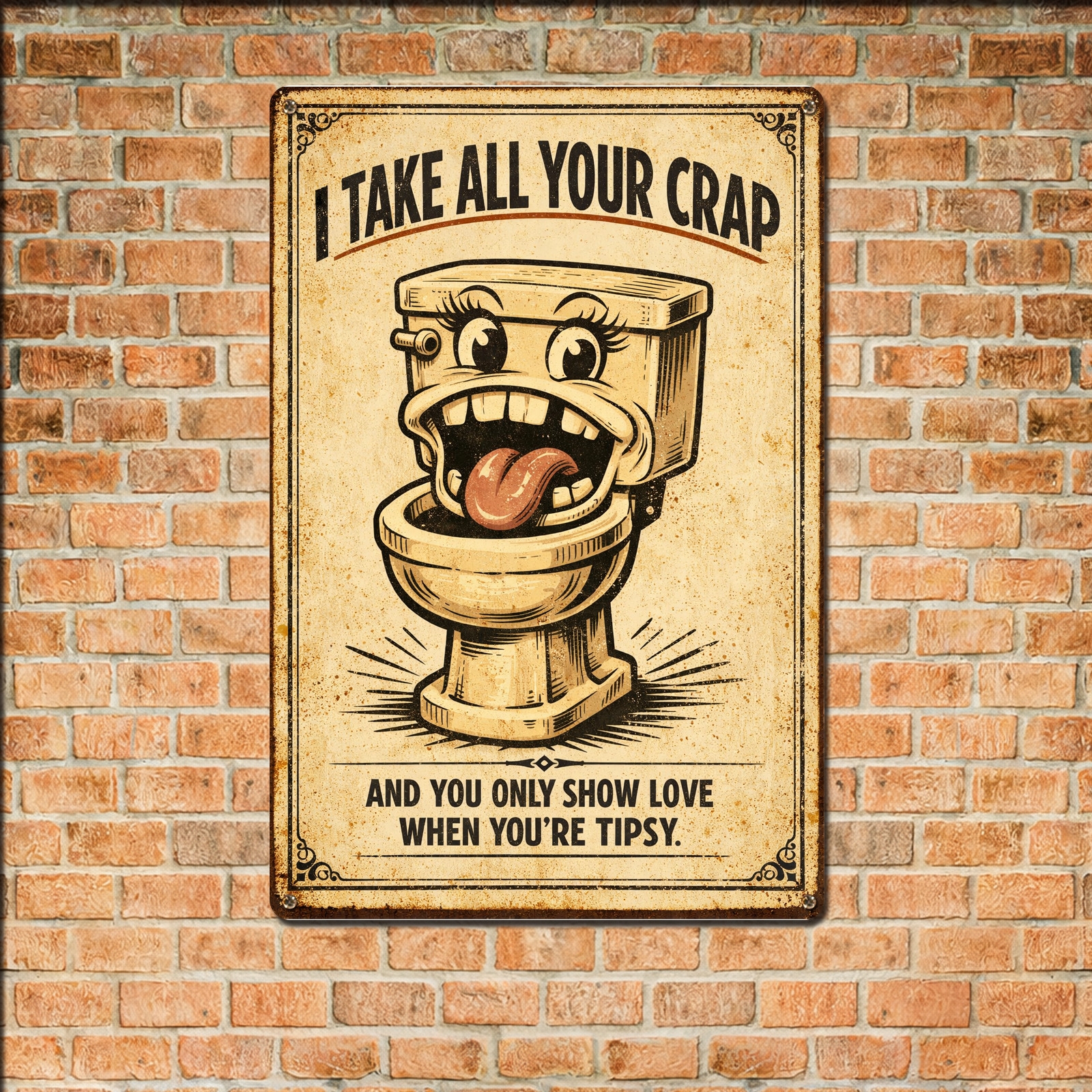 Funny Toilet Humorous Wall Art Aluminum Sign 8x12 Bathroom Tin Metal Decor