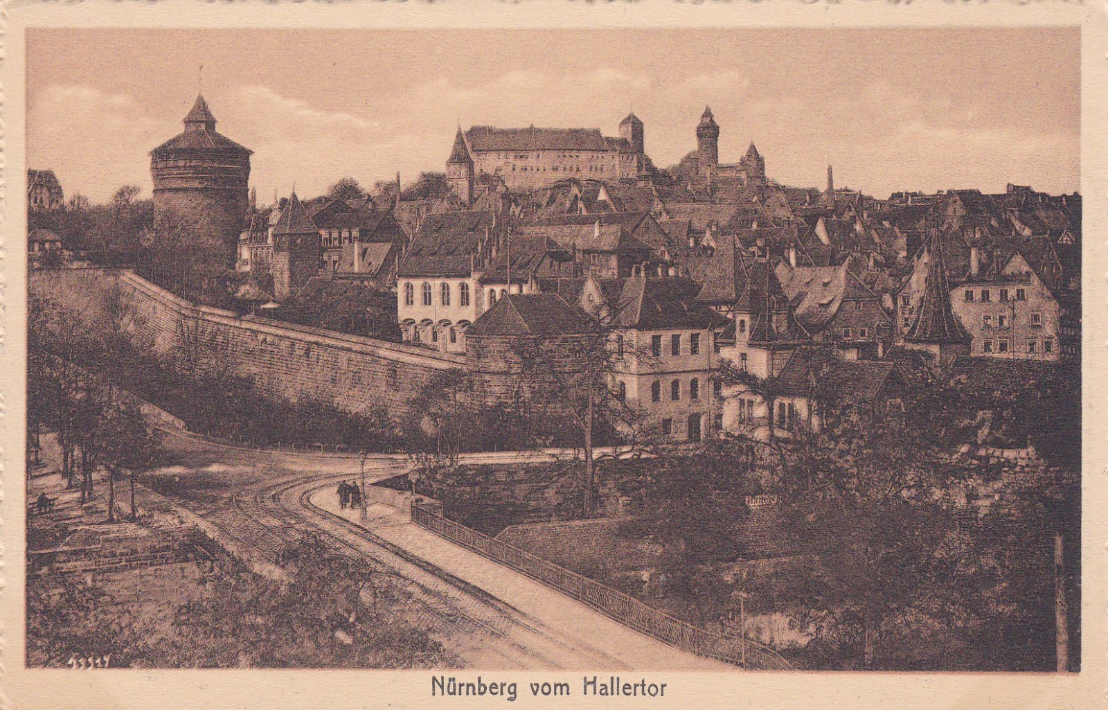 1913 Postcard German Empire Nuremberg from Hallertor Cityscape Castle Fortress Panorama