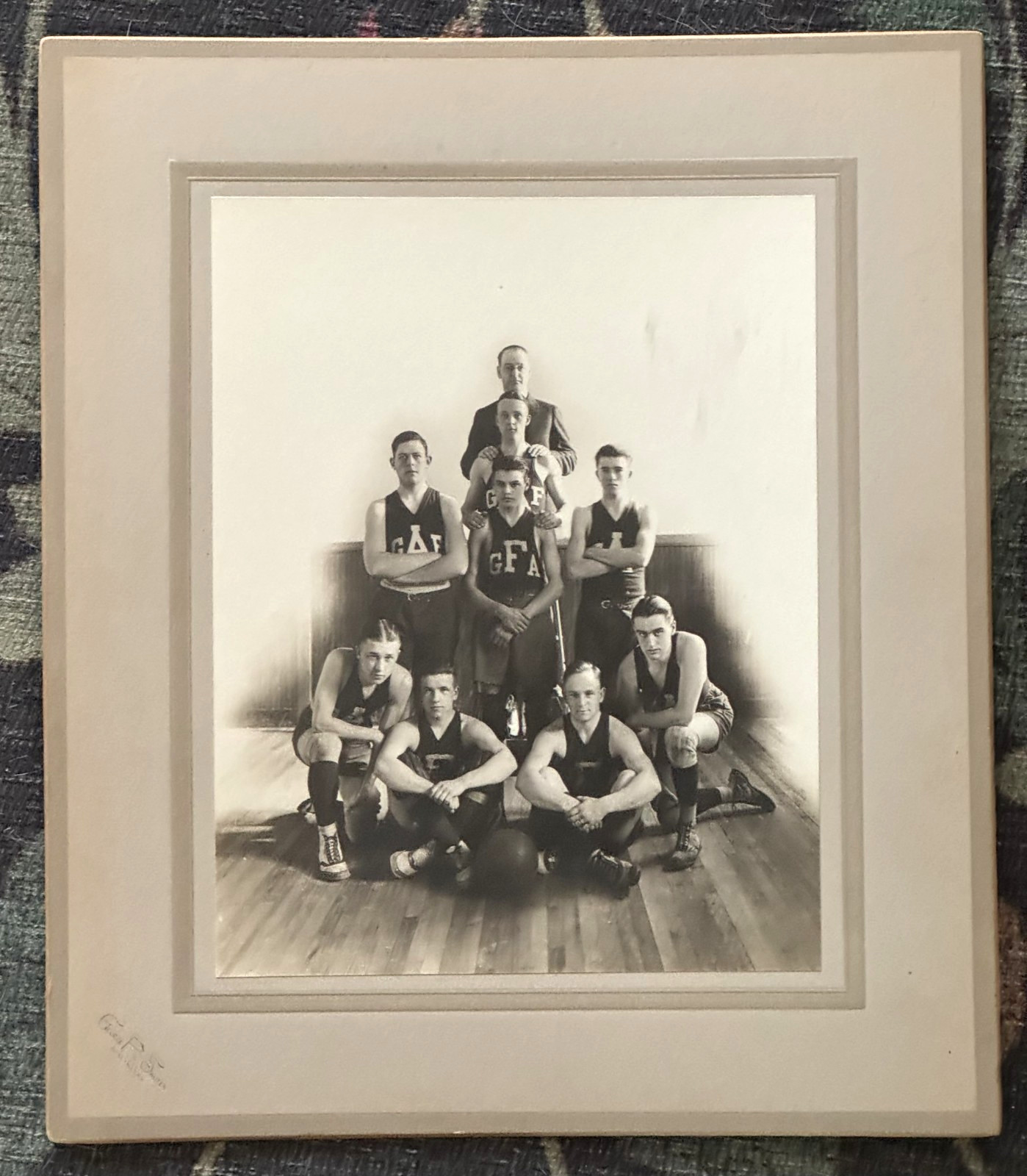 Large 1920 Photo, Glens Falls Academy, NY, Basketball Team, Original Antique