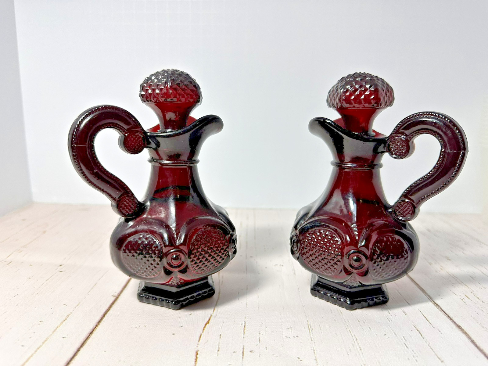 Vintage Pair Avon 1876 Cape Cod Ruby Red Glass 6