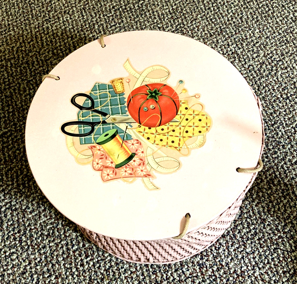 Princess Tan Wicker vintage Sewing Basket