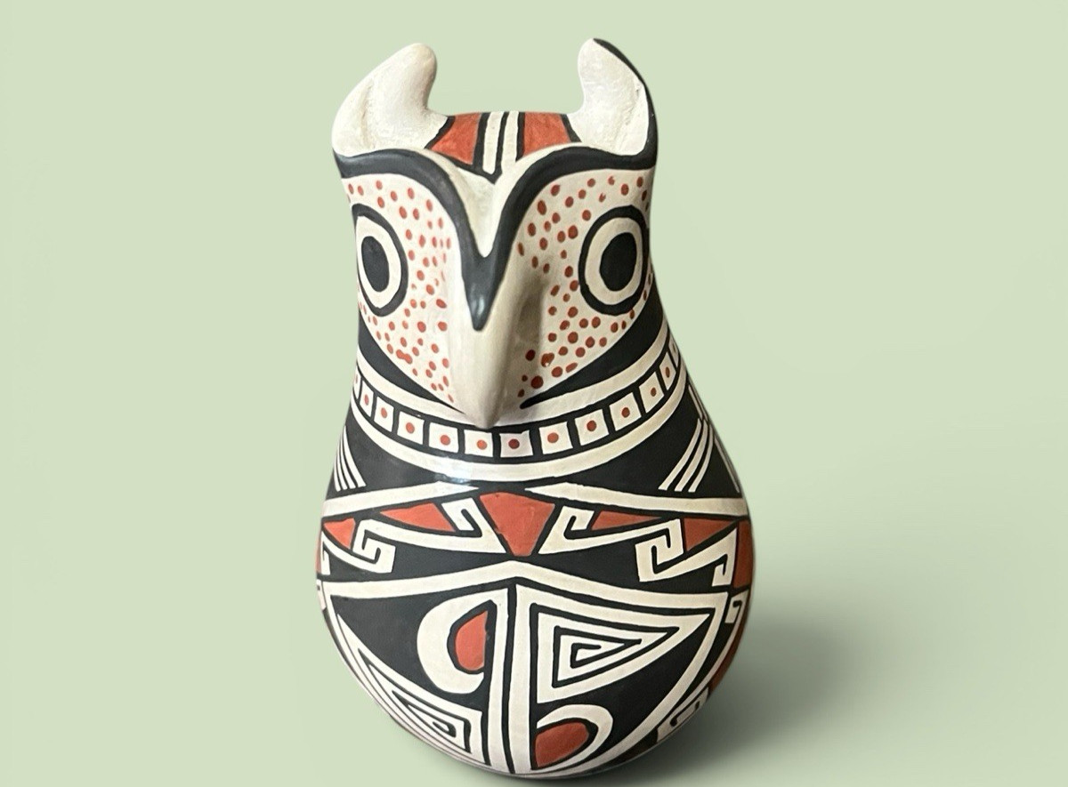 Mata Ortiz Pottery Owl Effigy Lourdes Villalba Paquime Folk Art Clay Mexican Mata Ortiz Pottery Owl Effigy Lourdes Villalba Paquime Folk Art Clay Mexican