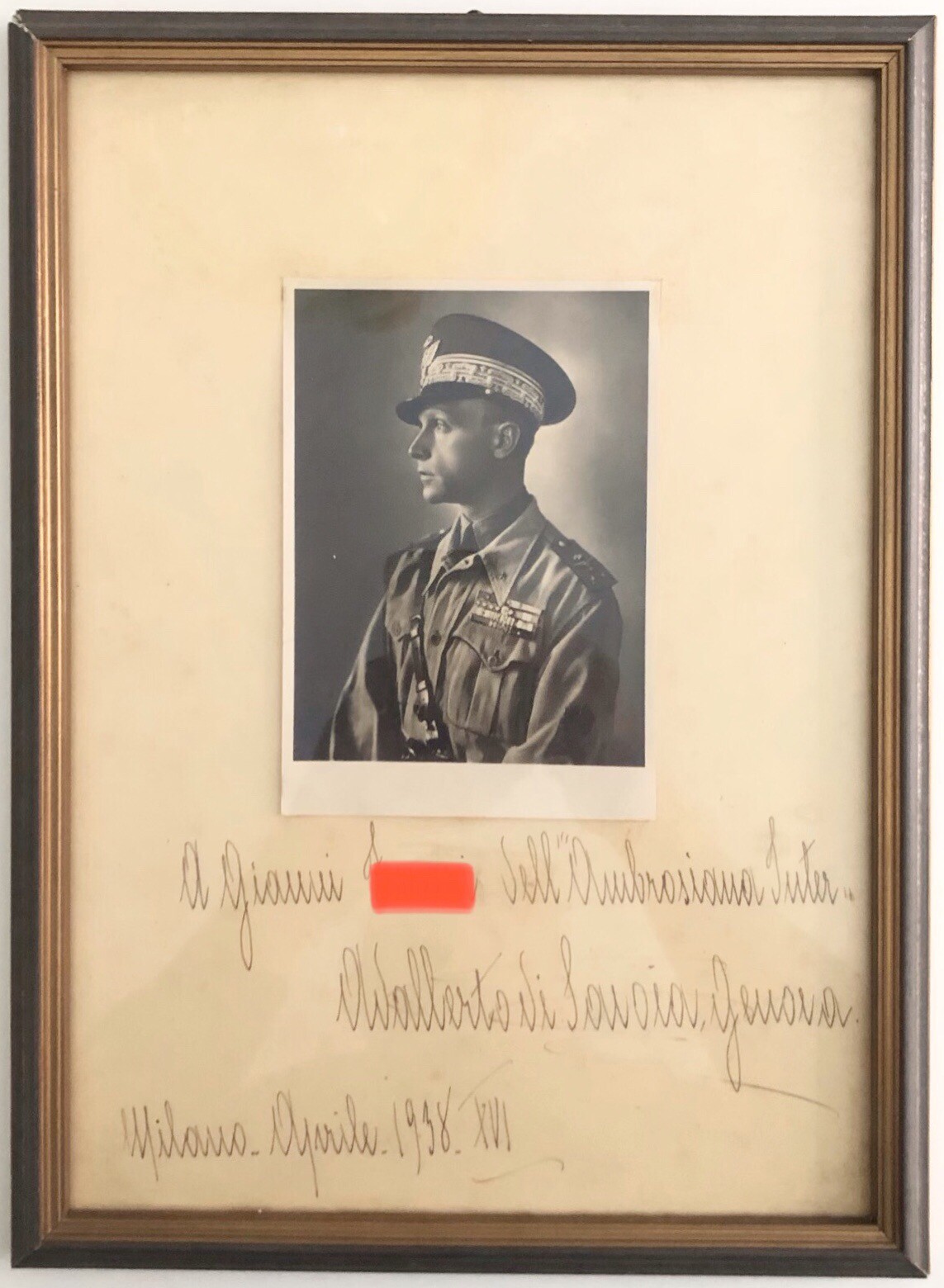 CALCIO AMBROSIANA INTER DEDICATION AUTOGRAPH DI ADALBERTO DI SAVOIA MILAN 1938