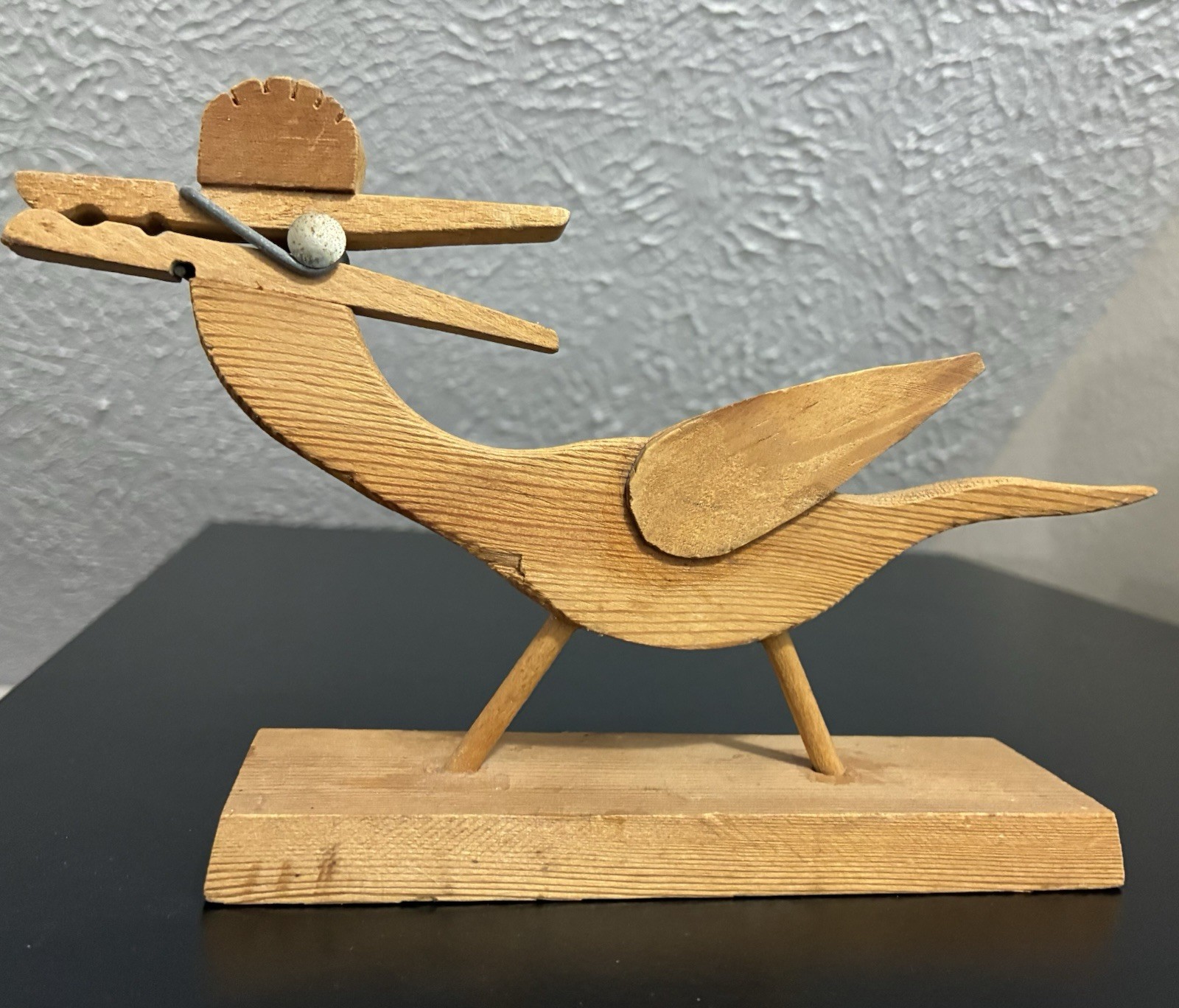 Vintage Hand Crafted WOOD ROADRUNNER Recipe Card Holder FUNKY Folk Art Kitchen