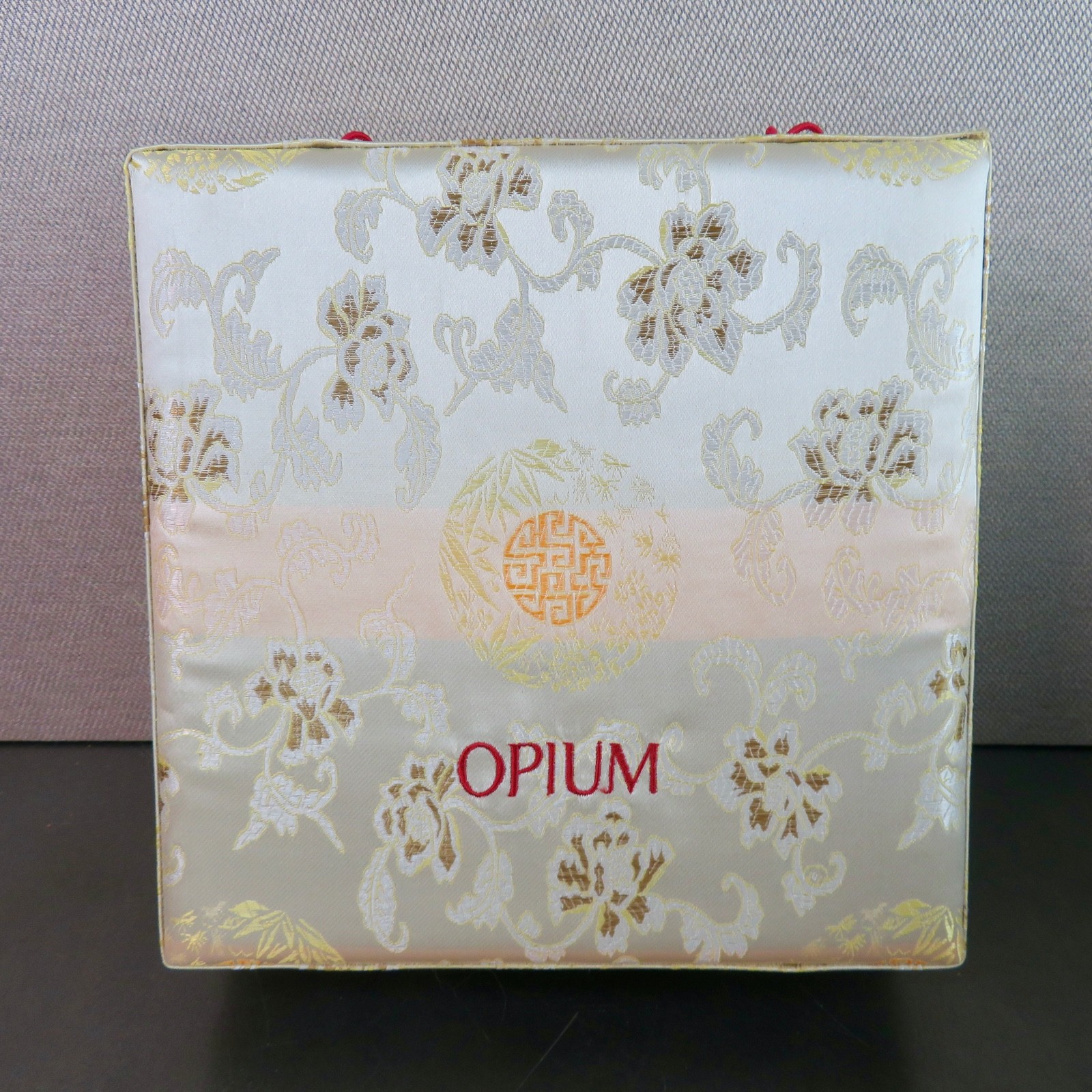 Empty Vintage YSL Opium Presentation Box Only – Gold Fabric Brocade Coffret