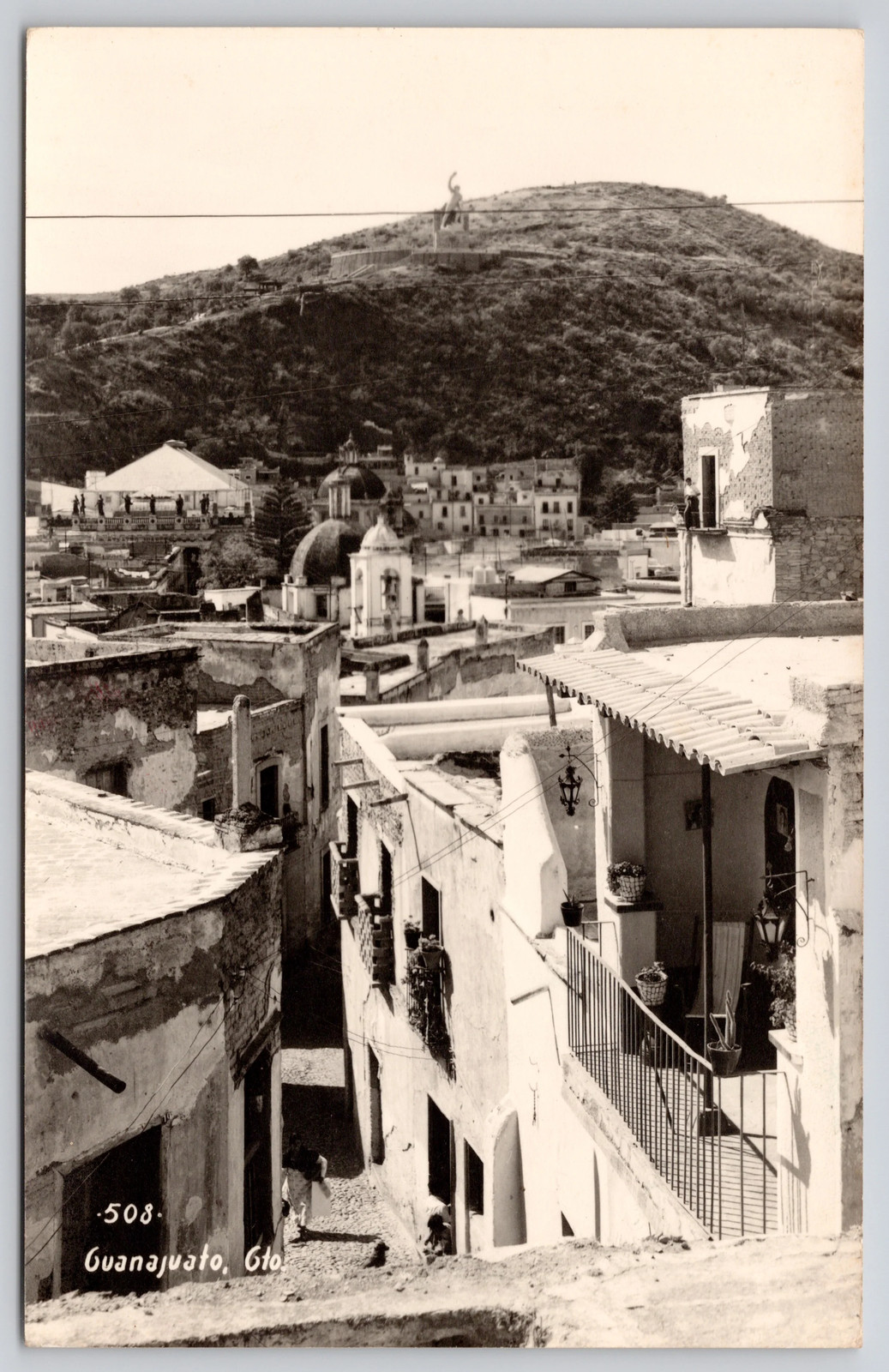 Guanajuato Mexico Hillside Street City View RPPC Postcard c1950s