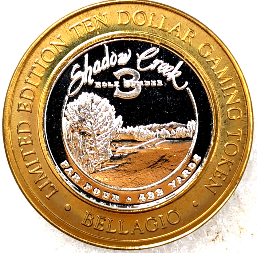 Bellagio Casino Las Vegas .999 Pure $10 Silver Strike Token Shadow Creek #3 Hole