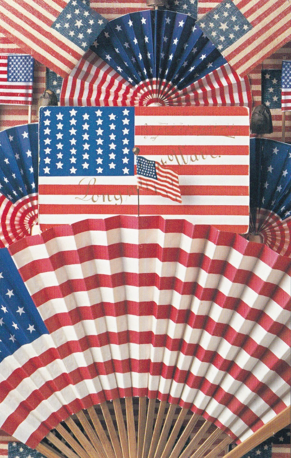 American Flag Fans Circa 1980\'s Patriotic Postcard