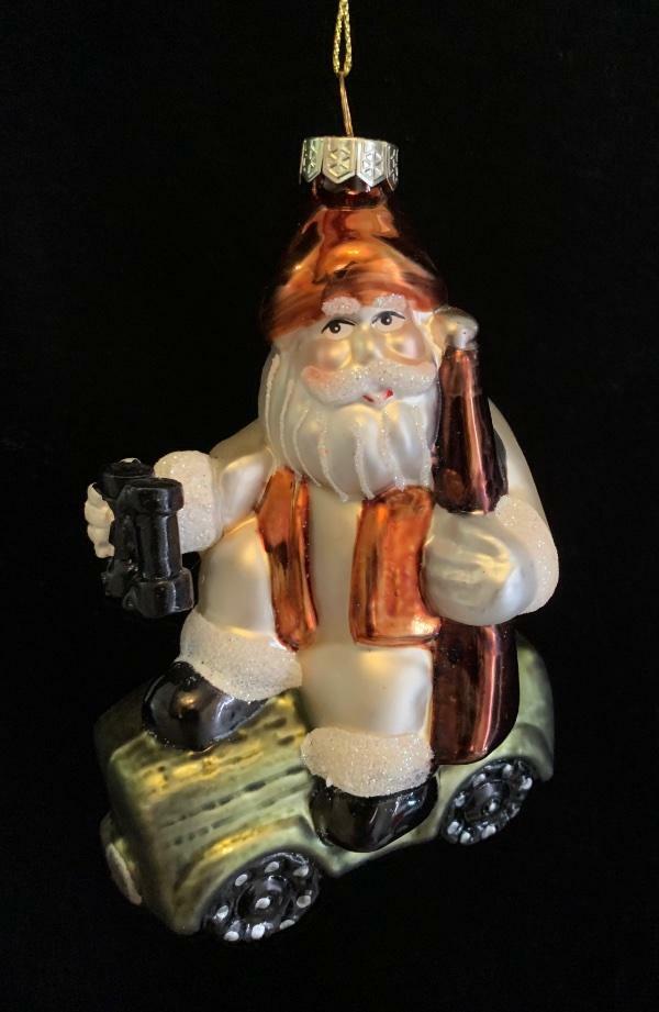 BLOWN GLASS SANTA HUNTER ORNAMENT~HUNTING~DUCK~DEER~RIFLE~GUN~NWT