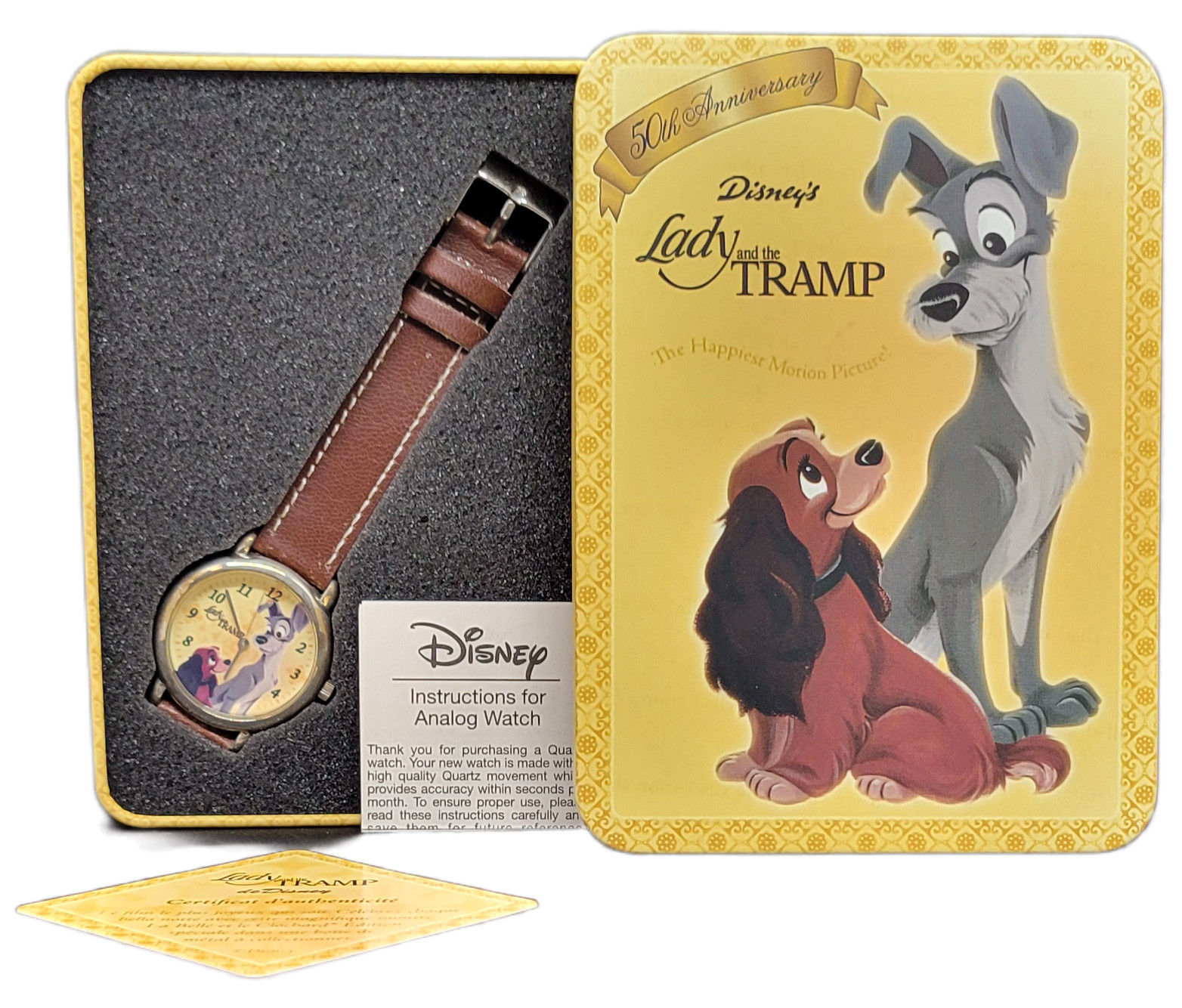 Disney 2005 Lady And The Tramp 50th Anniversary Watch Collectible W/ Tin