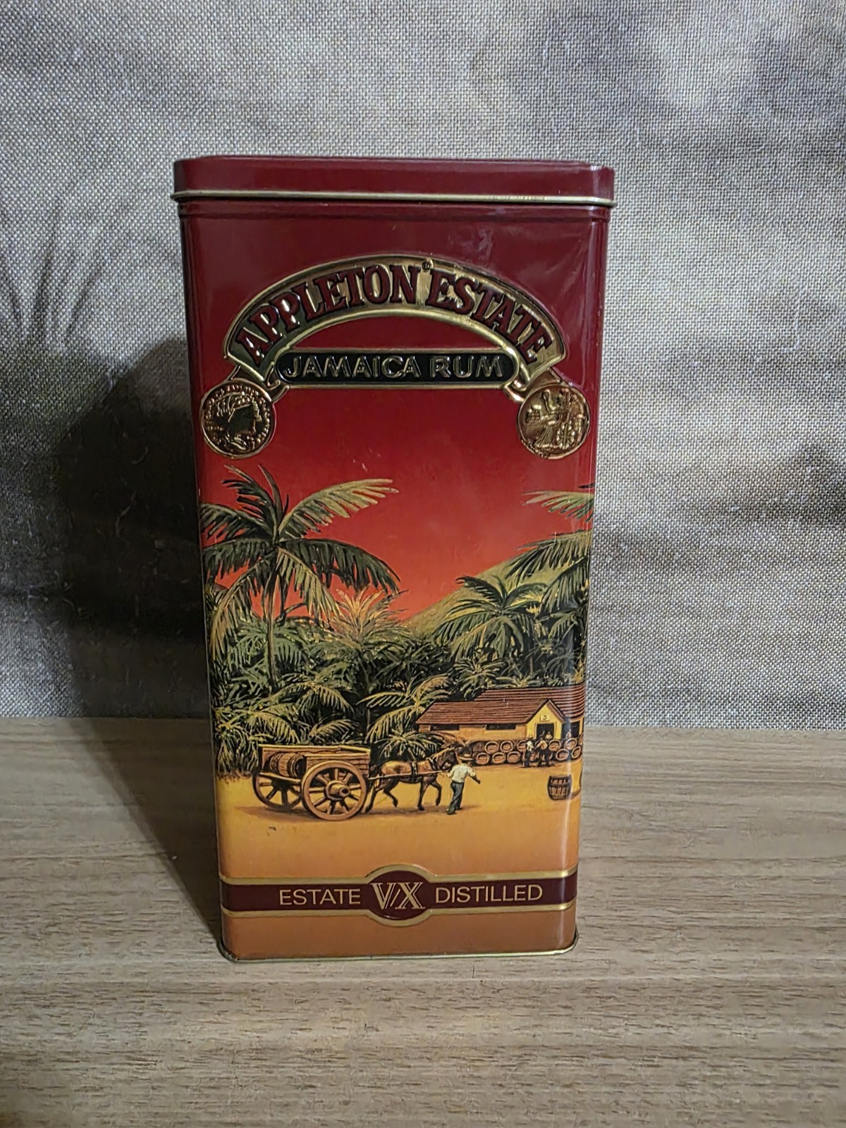 Vntg 90\'s Appleton Estate Jamaican Rum  Empty Liquor tin. Bar decoration.
