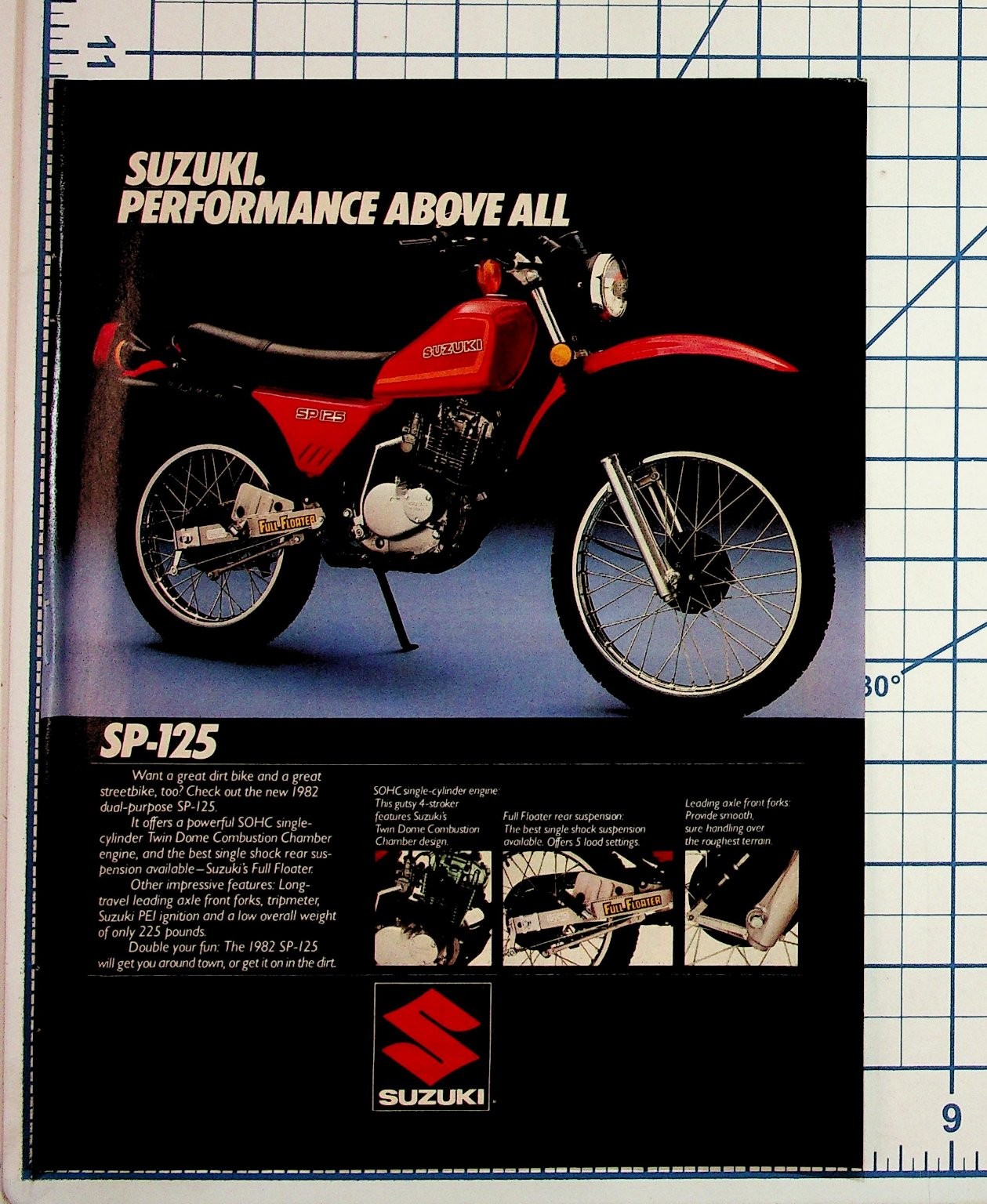 1982 Suzuki SP-125 Motorcycle Vintage Magazine Print Ad Dirt Bike Streetbike