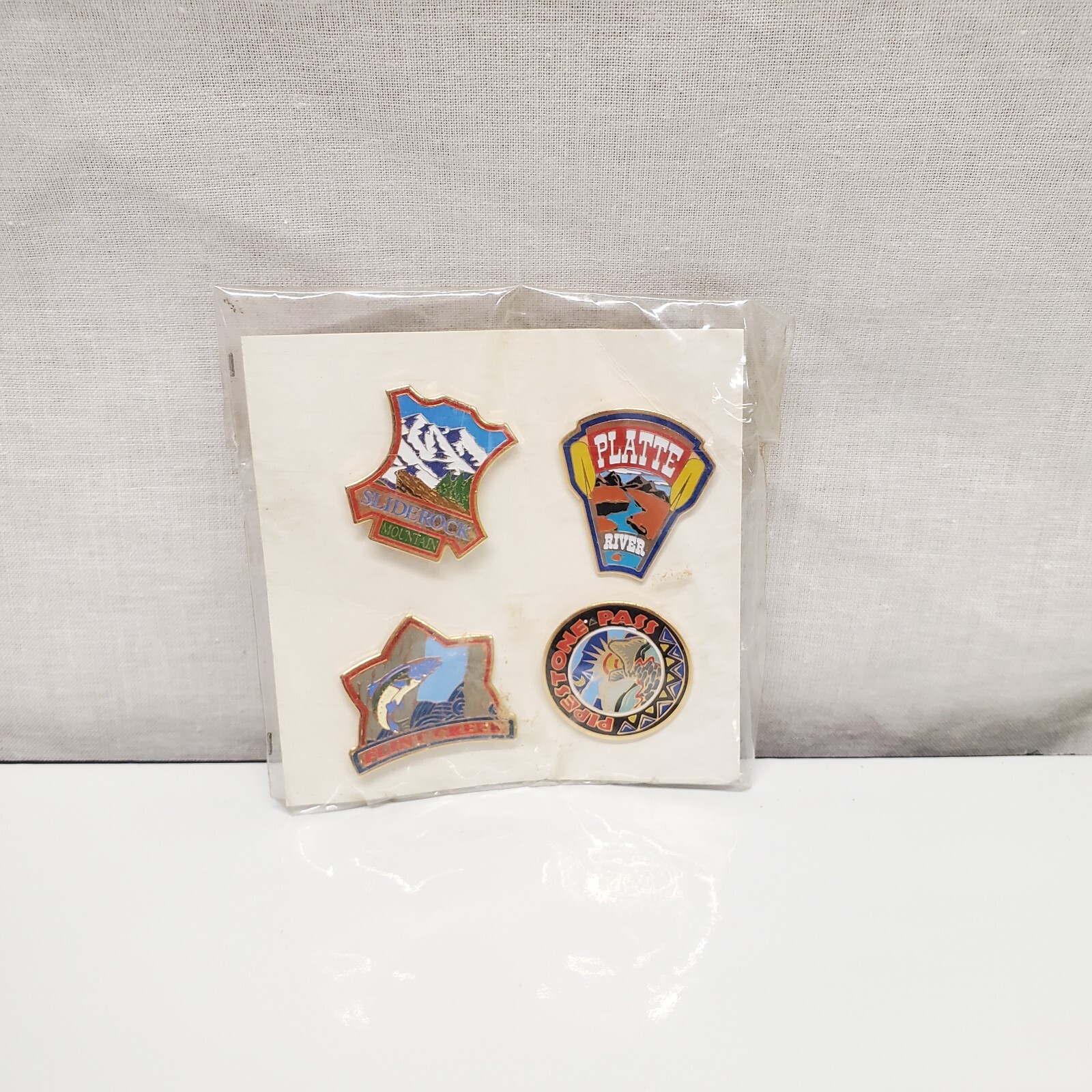 Lot of 4 Montana Enamel Lapel Pins Flint Creek Sliderock Platte River Pipestone
