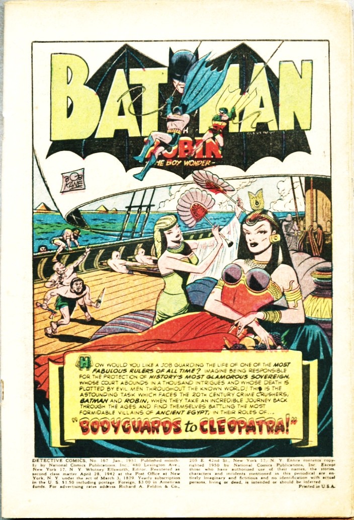 Detective Comics #167-1951 coverless Batman Cleopatra Dick Sprang