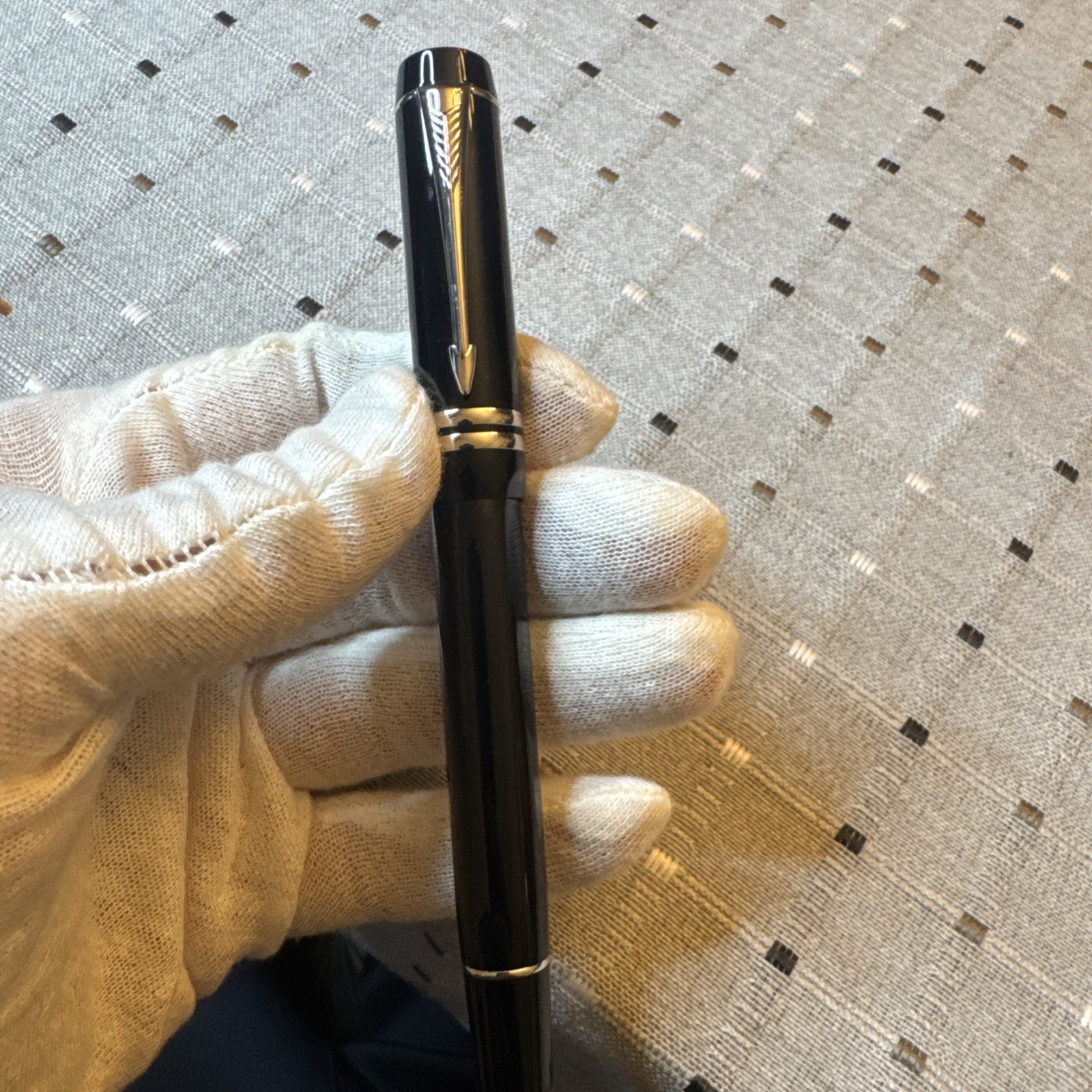 Parker Duofold International Platinum Black Rollerball Pen N.O.S.
