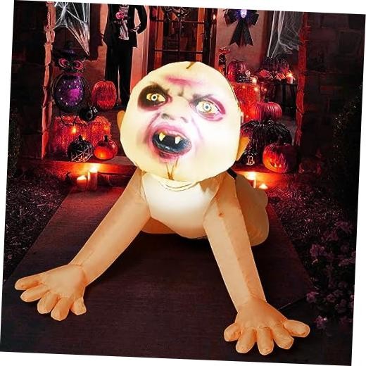 GOOSH 4 FT Halloween Inflatable Zombie Outdoor Decorations Blow Up Yard Scary