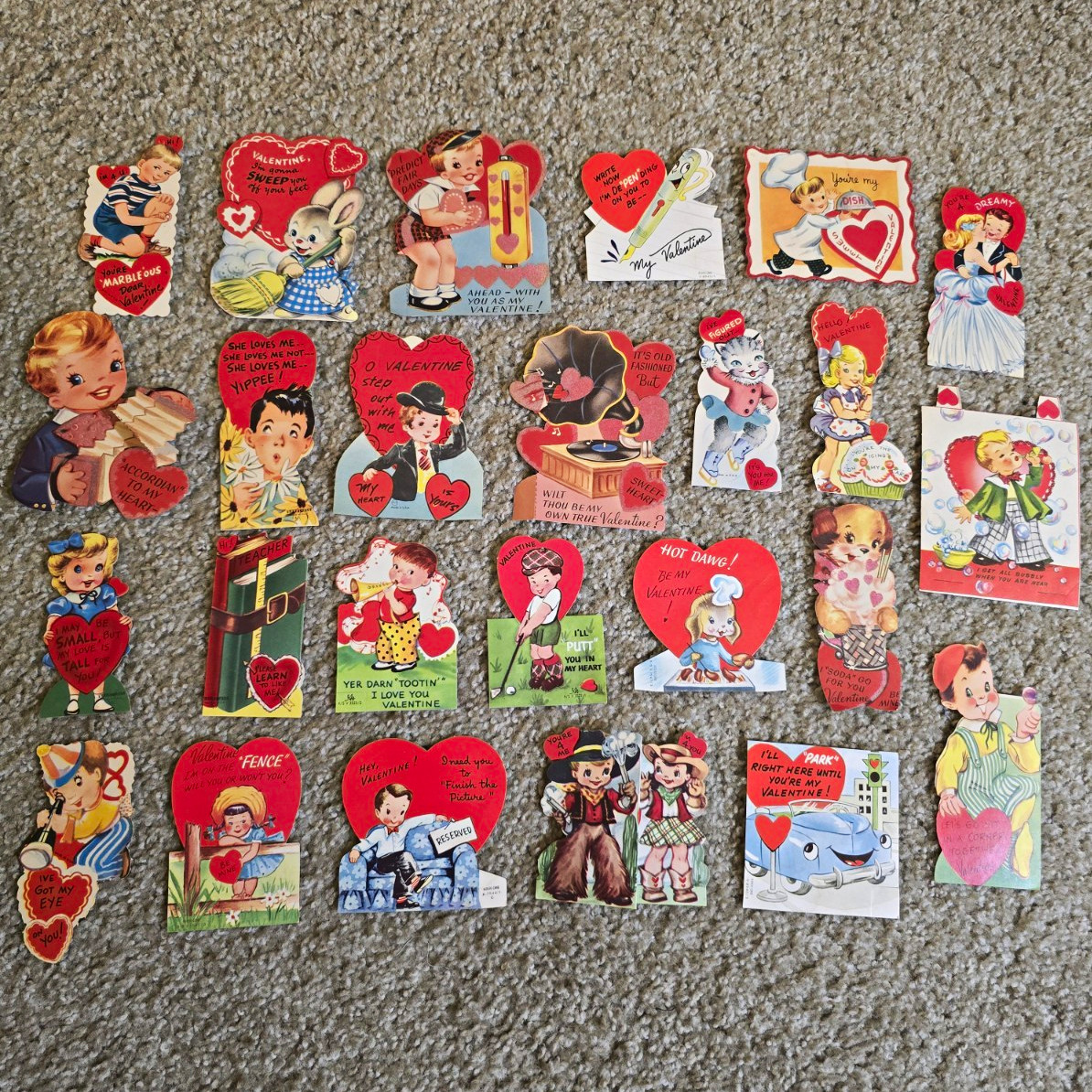 25 Vintage Childr Valentine’s Day Cards Lot - Assorted Die-Cut