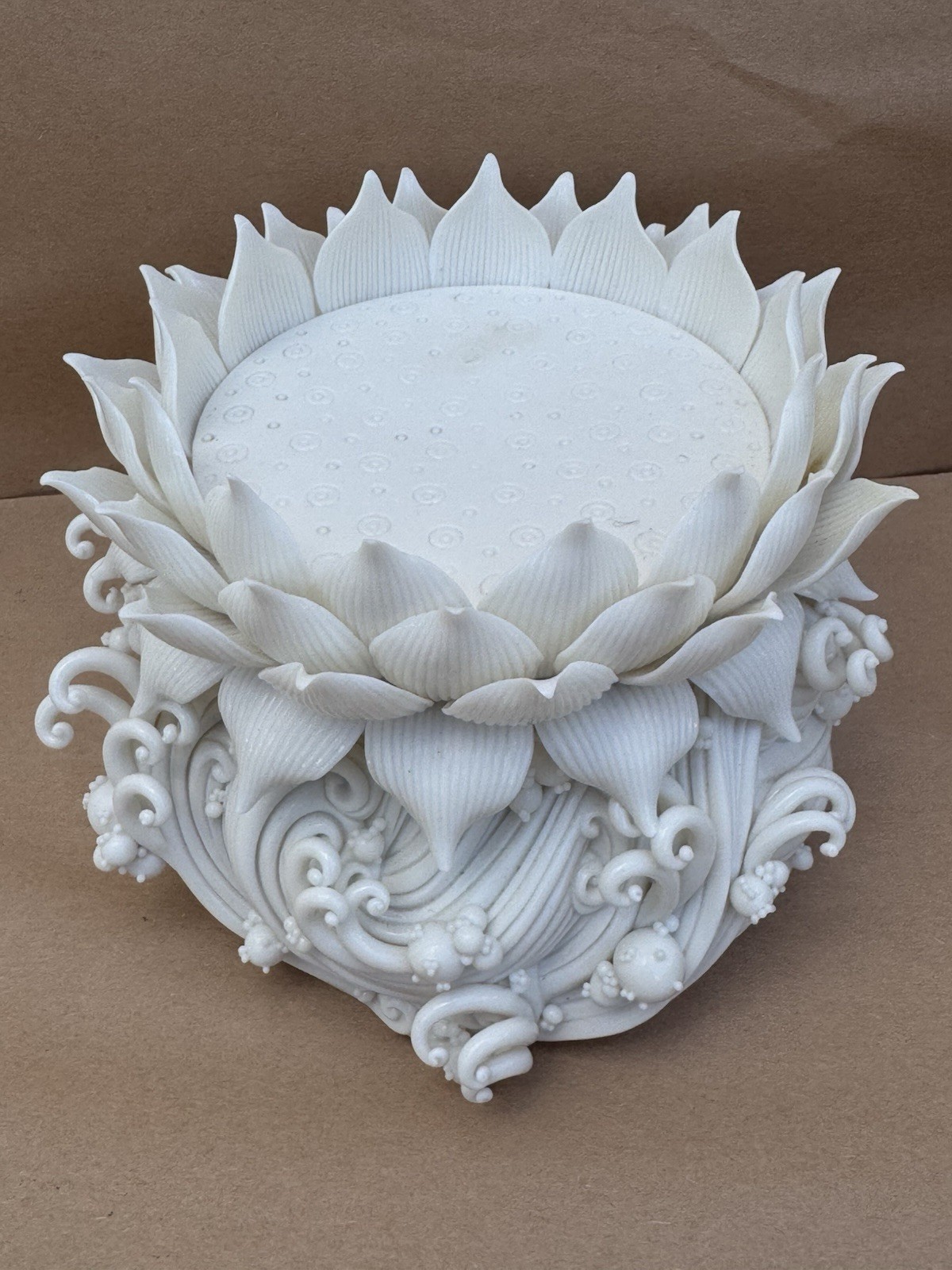 Peter Ting Contrasts Gallery Dehua White Porcelain Lotus Sculpture AS IS DAMAGED