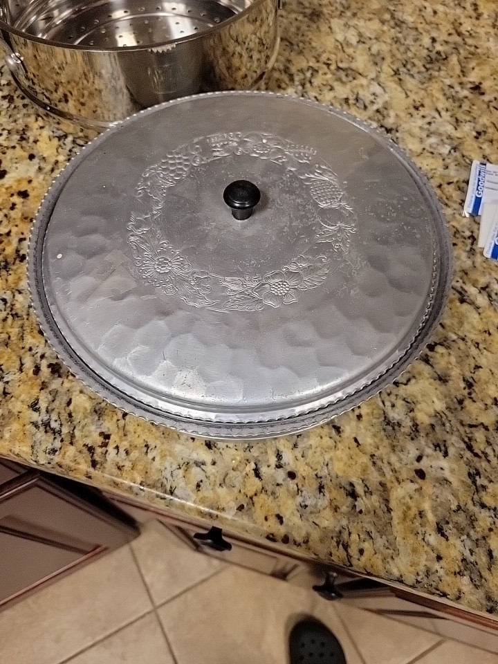 Vintage Hammered Aluminum  Casserole Pot w/ Lid, Double Handles